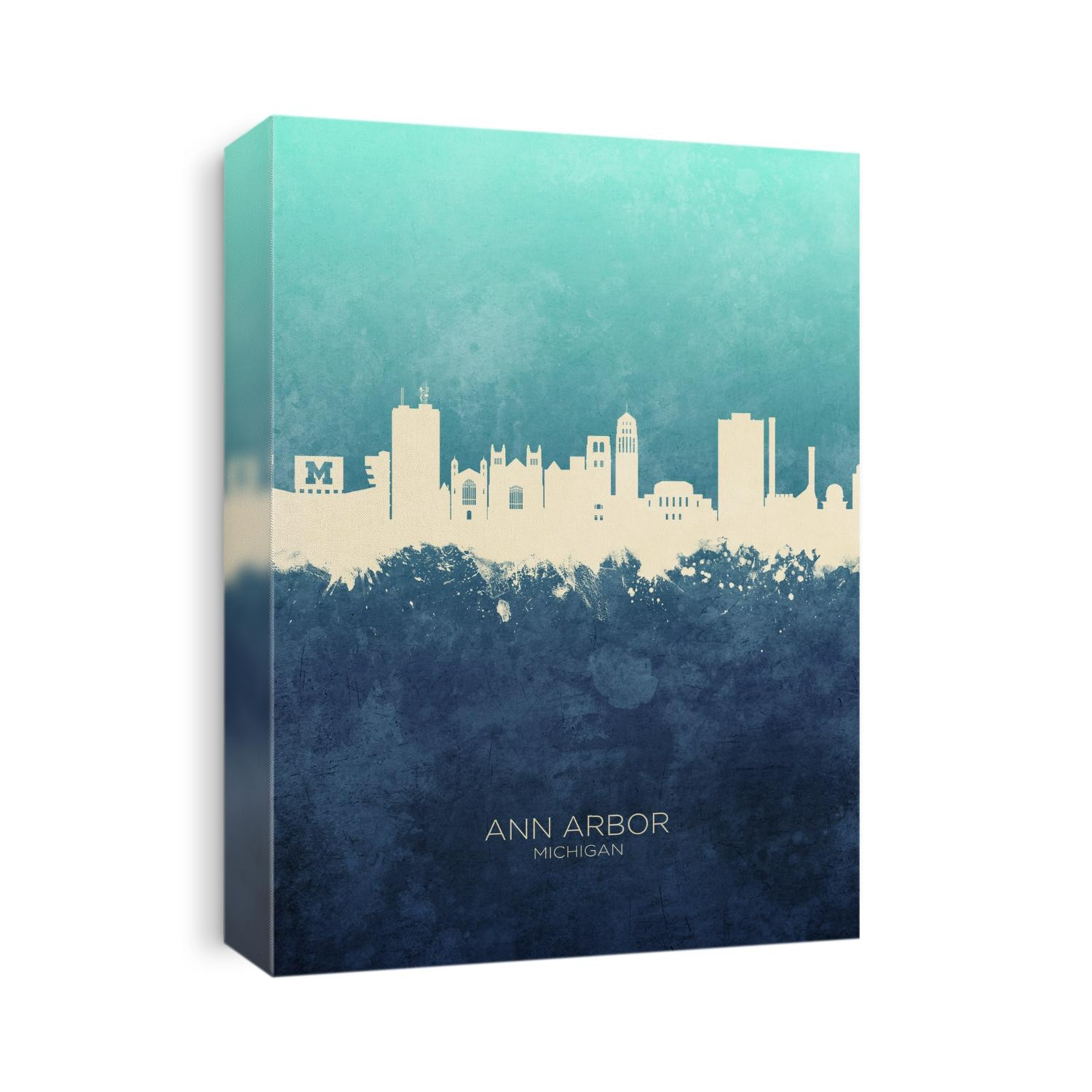 Watercolor art print of the skyline of Ann Arbor, Michigan