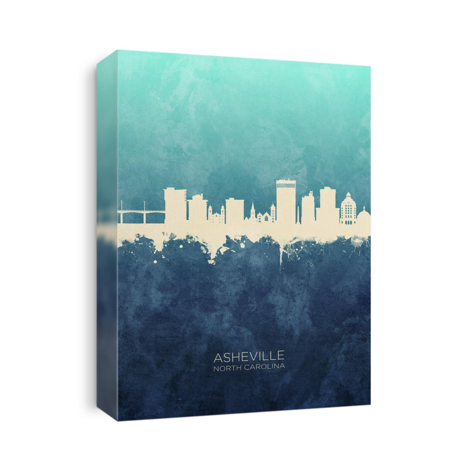 Watercolor art print of the skyline of Asheville, North Carolina, United States