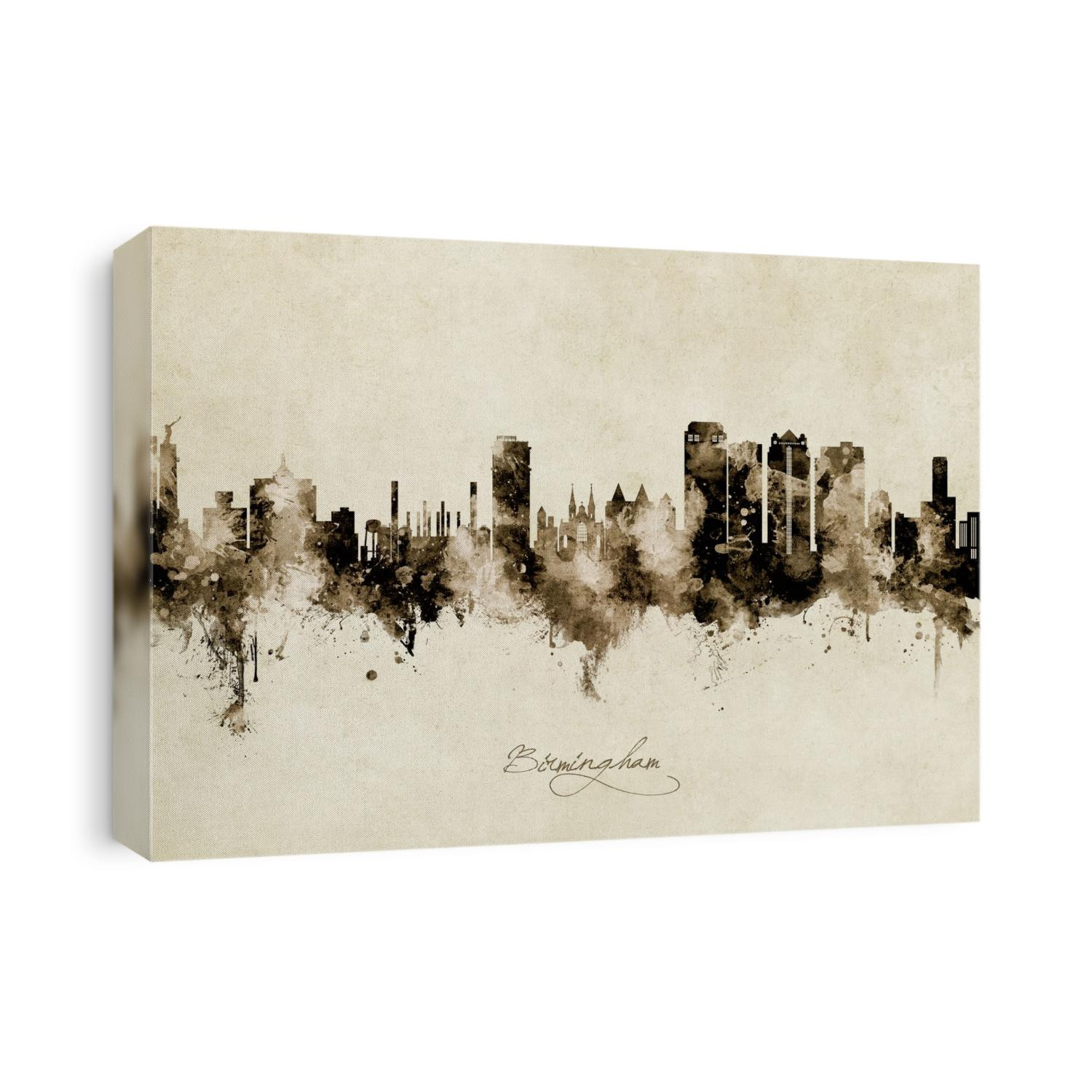 Watercolor art print of the skyline of Birmingham, Alabama