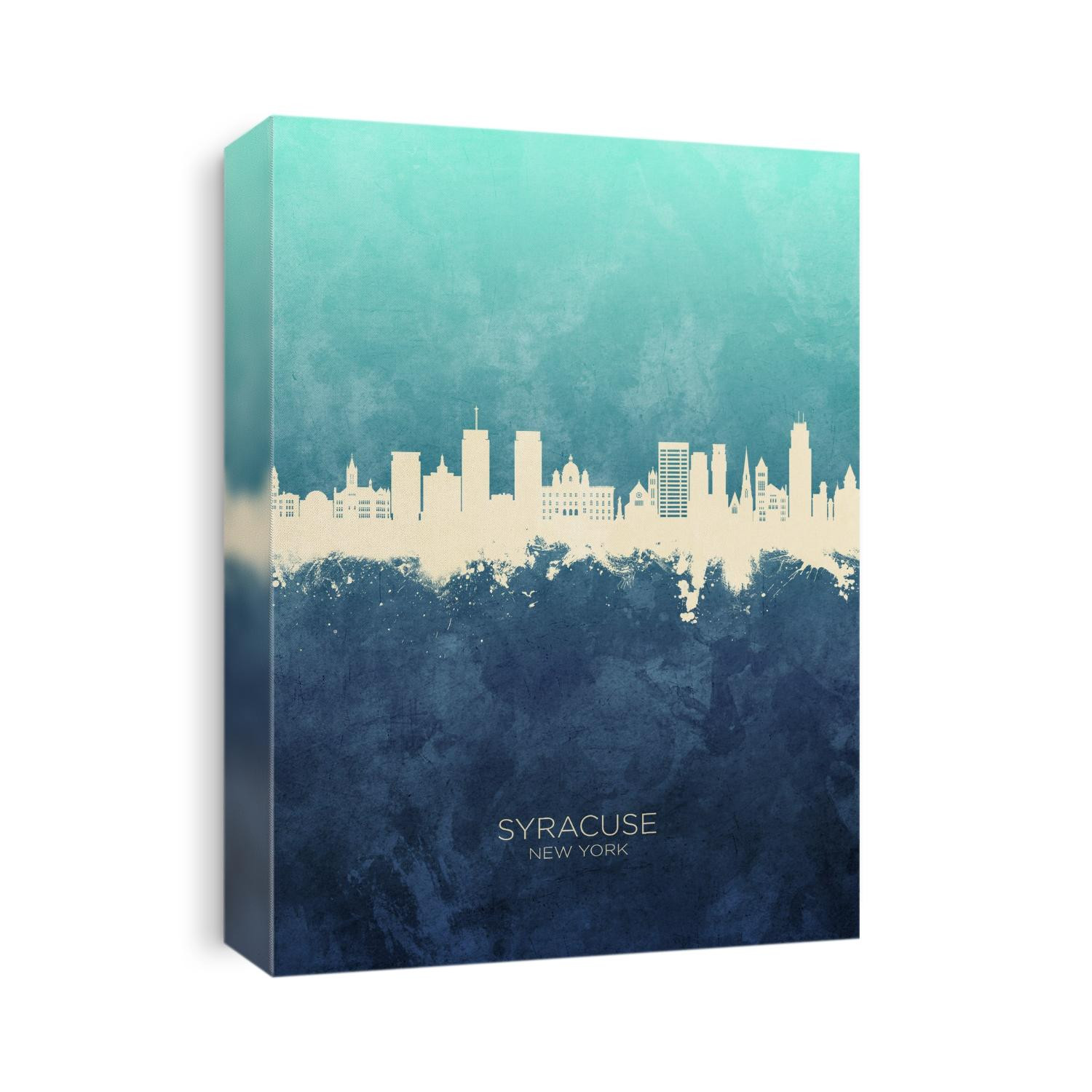 Watercolor art print of the skyline of Syracuse, Kansas, United States