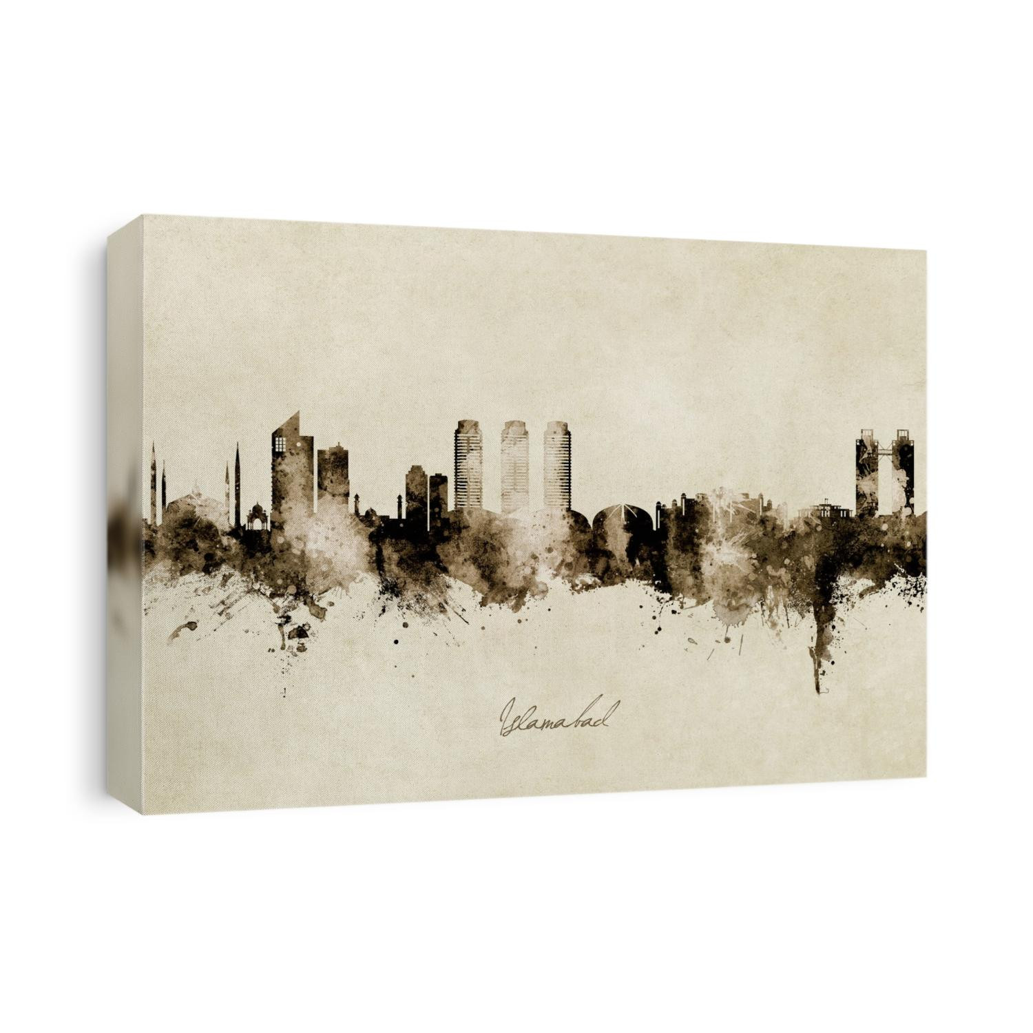 Watercolor art print of the skyline of Islamabad, Pakistan