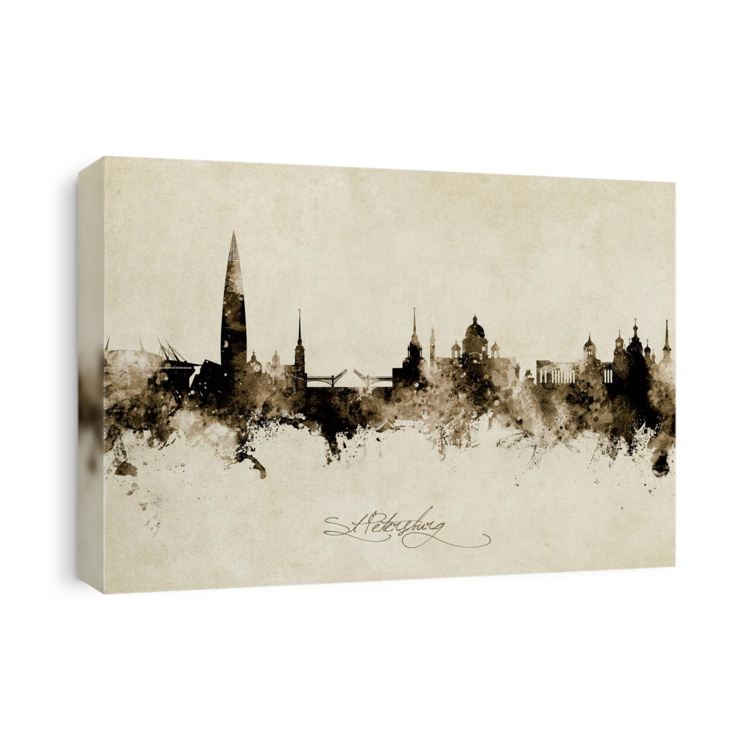 Watercolor art print of the skyline of St Petersburg, Russia