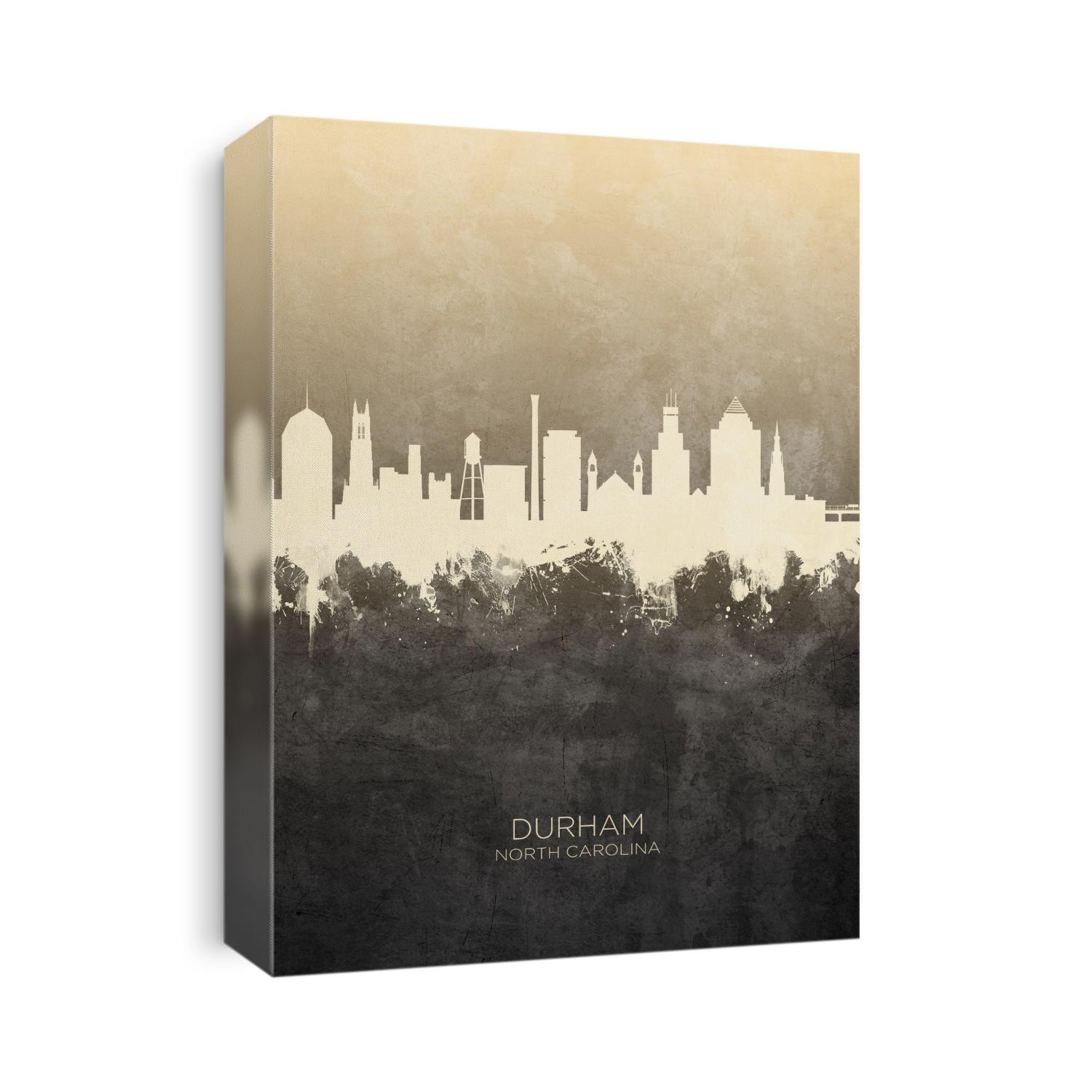 Watercolor art print of the skyline of Durham, North Carolina, United States