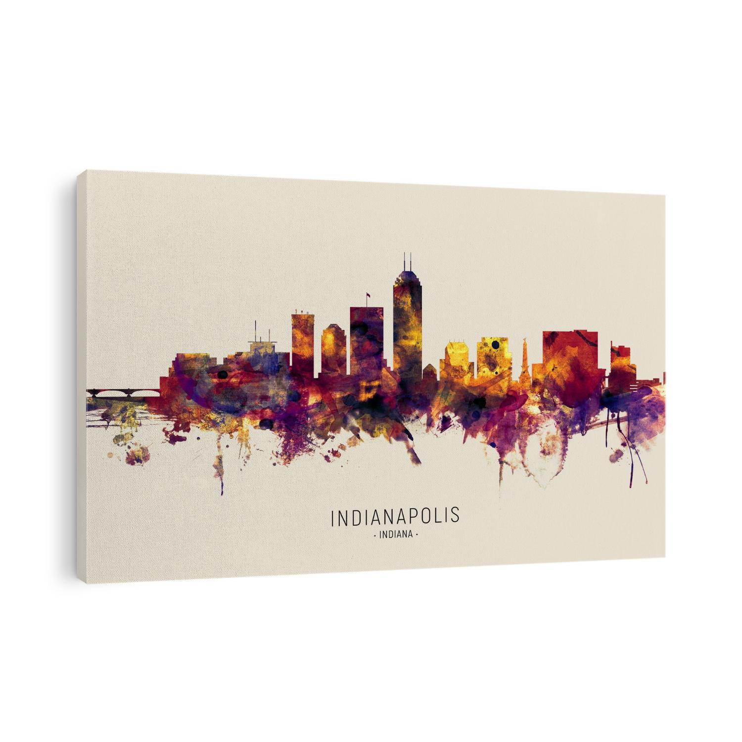 Watercolor art print of the skyline of Indianapolis, Indiana, United States