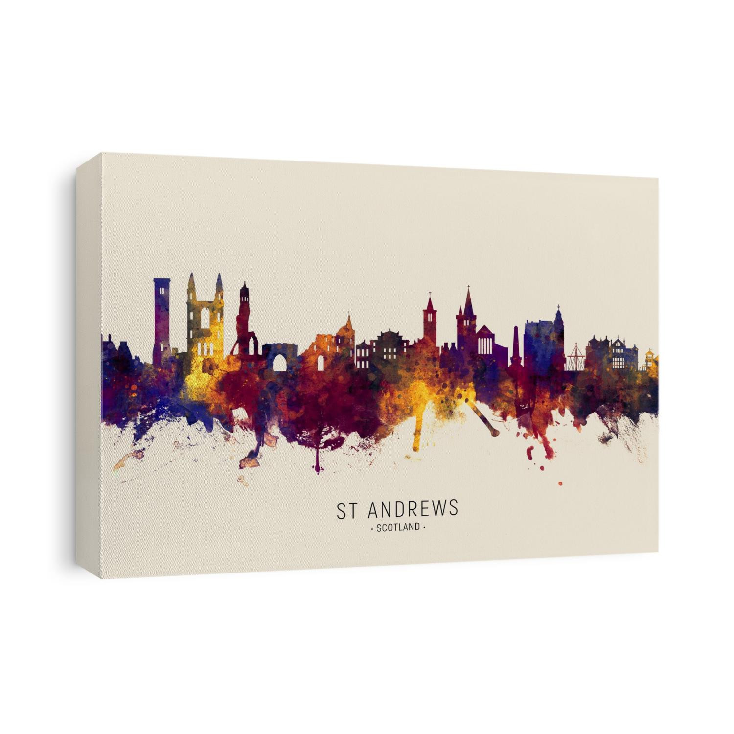 Watercolor art print of the skyline of St Andrews, Scotland, United Kingdom