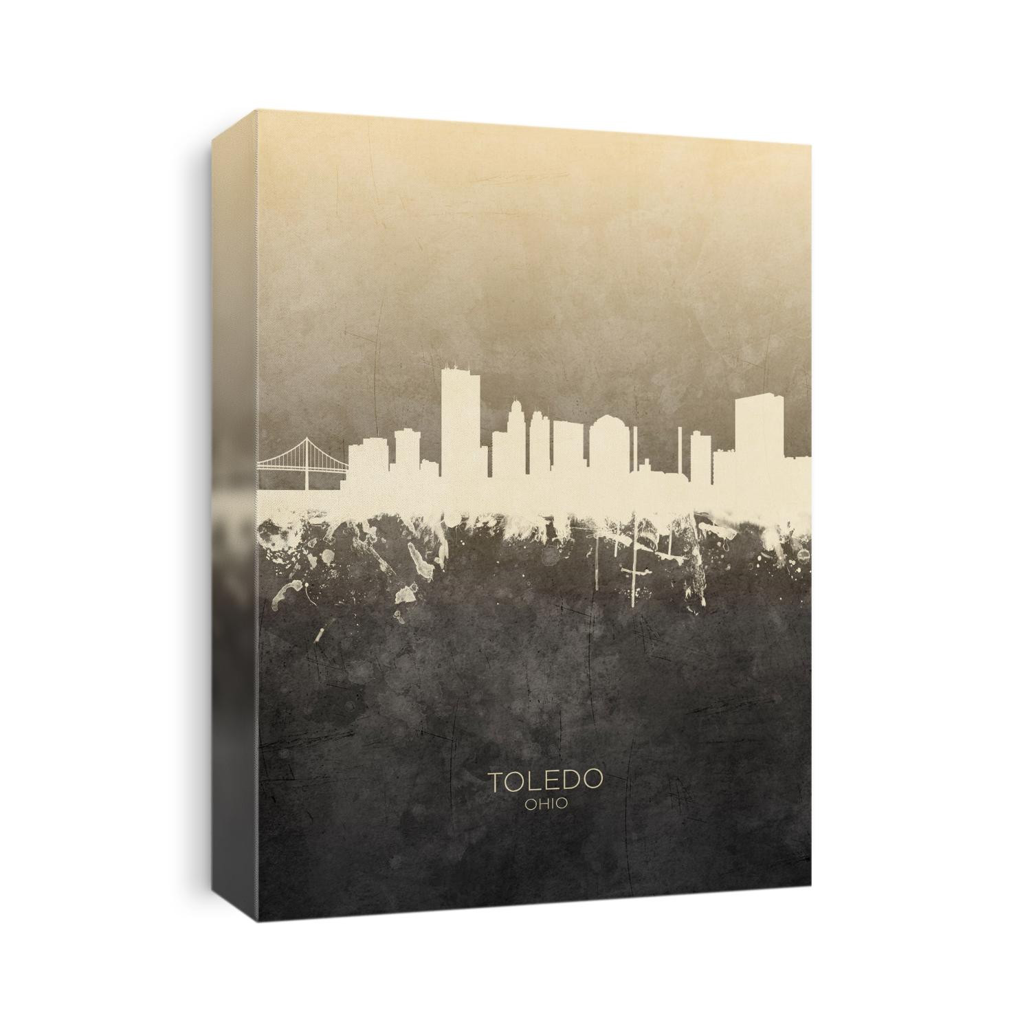 Watercolor art print of the skyline of Toledo, Ohio, United States