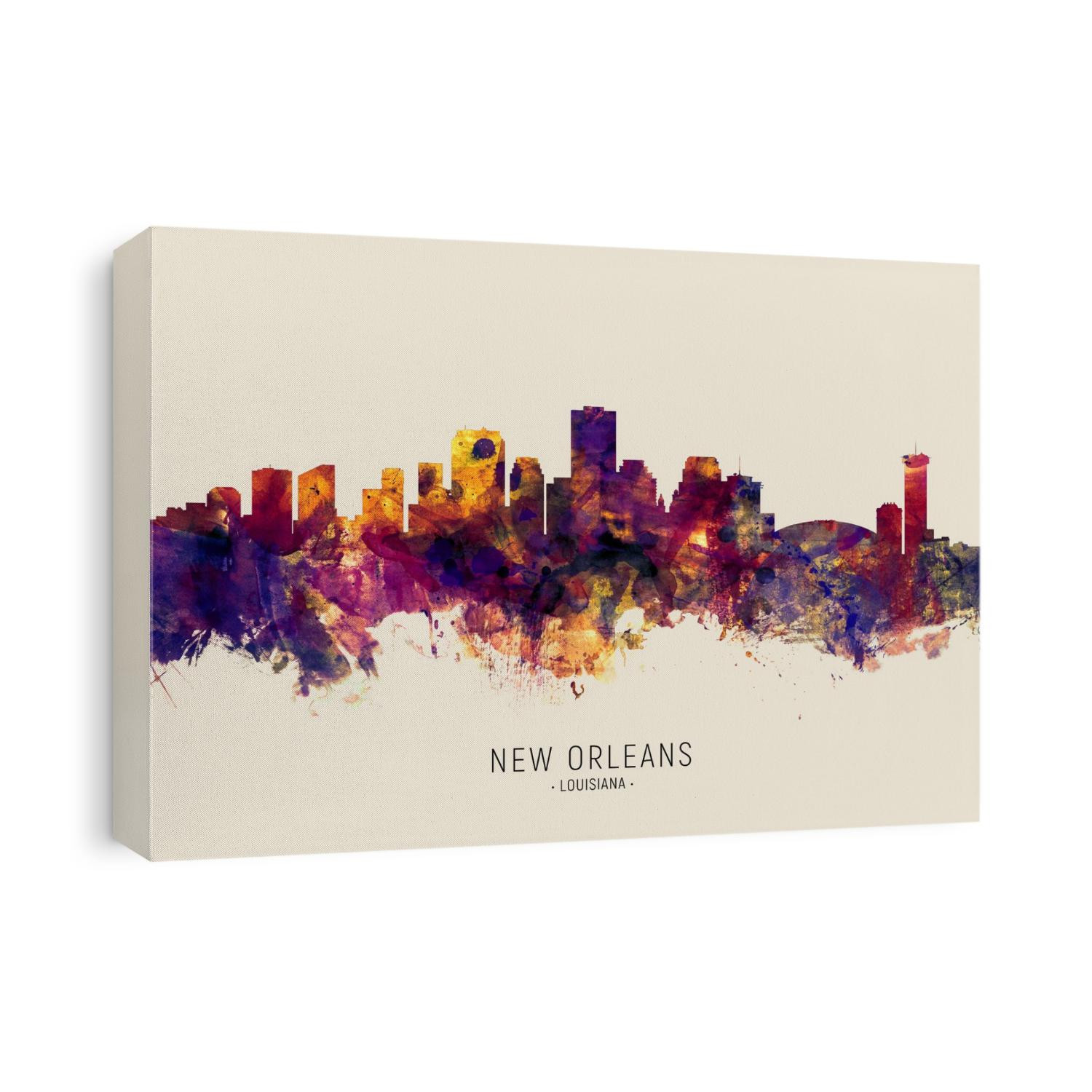 Watercolor art print of the skyline of New Orleans, Louisiana, United States