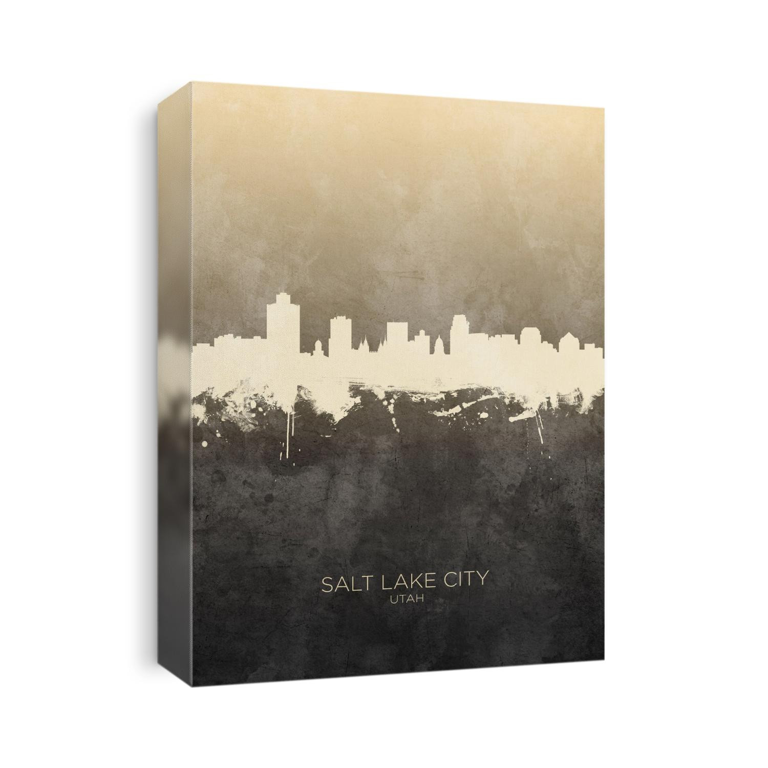 Watercolor art print of the skyline of Salt Lake City, Utah, United States