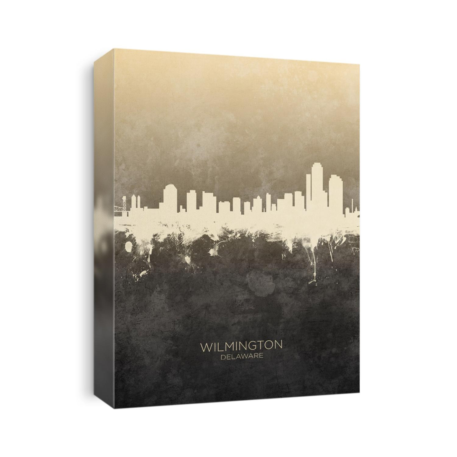 Watercolor art print of the skyline of Wilmington, Delaware, United States