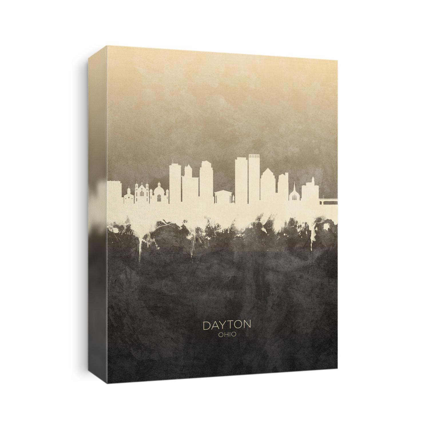 Watercolor art print of the skyline of Dayton Ohio, United States