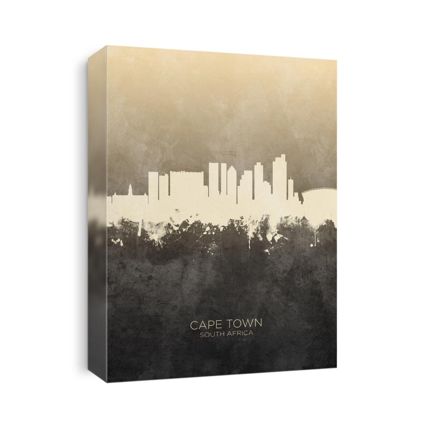 Watercolor art print of the skyline of Cape Town, South Africa