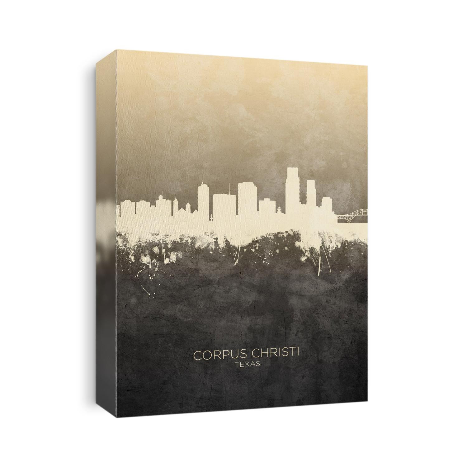 Watercolor art print of the skyline of Corpus Christi, Texas, United States