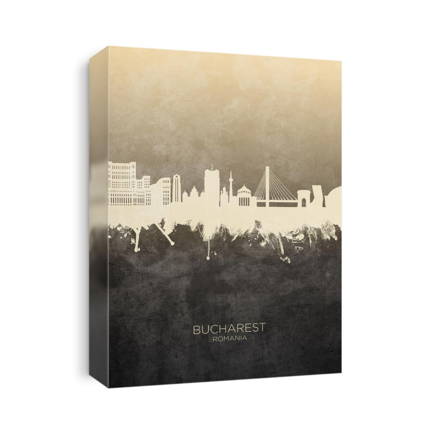 Watercolor art print of the skyline of Bucharest, Romania