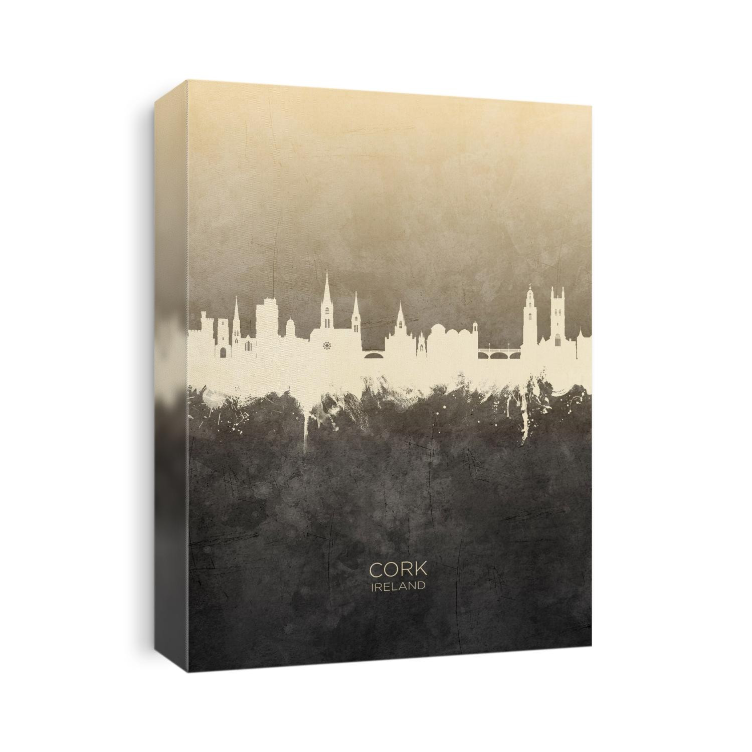 Watercolor art print of the skyline of Cork, Ireland