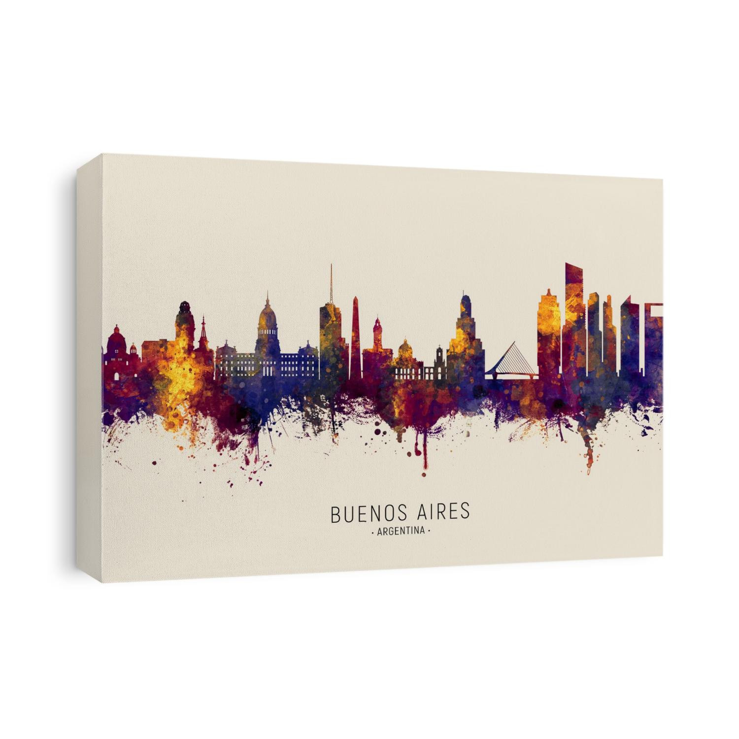 Watercolor art print of the skyline of Buenos Aires, Argentina