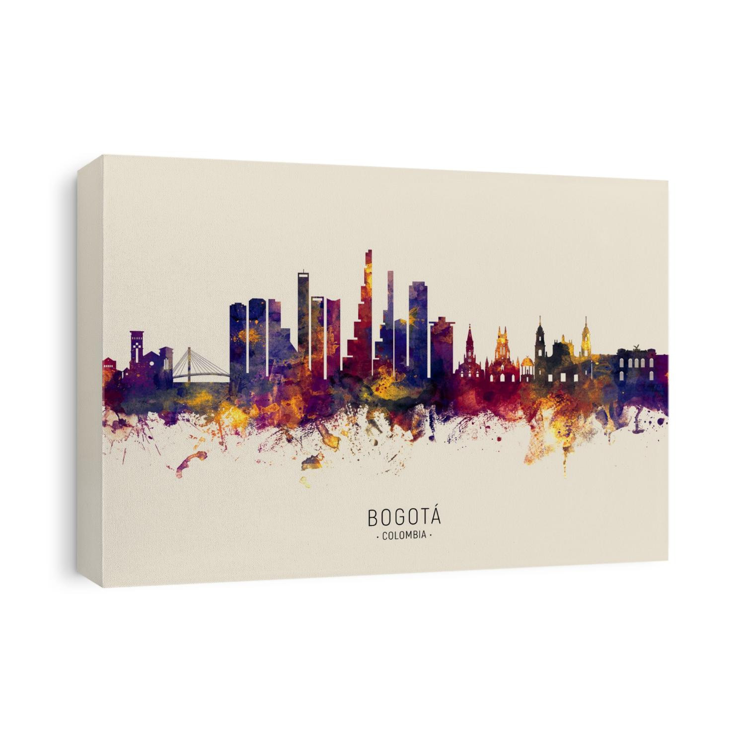 Watercolor art print of the skyline of Bogotá, Colombia