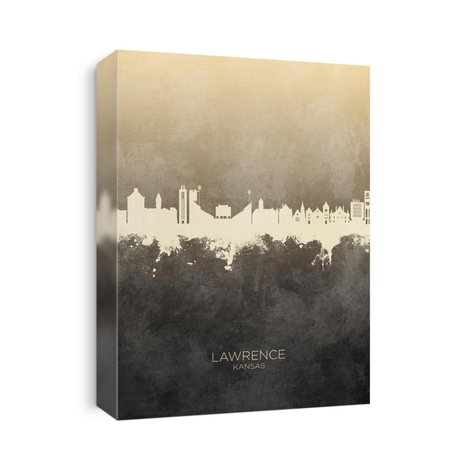Watercolor art print of the skyline of Lawrence, Kansas, United States