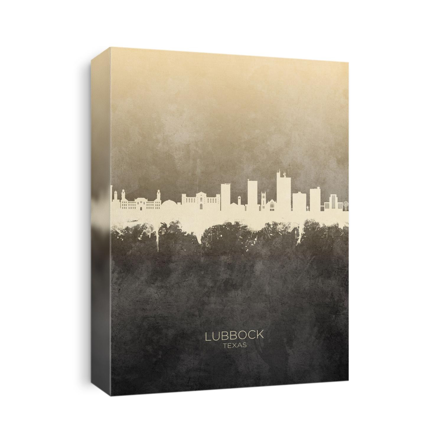 Watercolor art print of the skyline of Lubbock, Texas