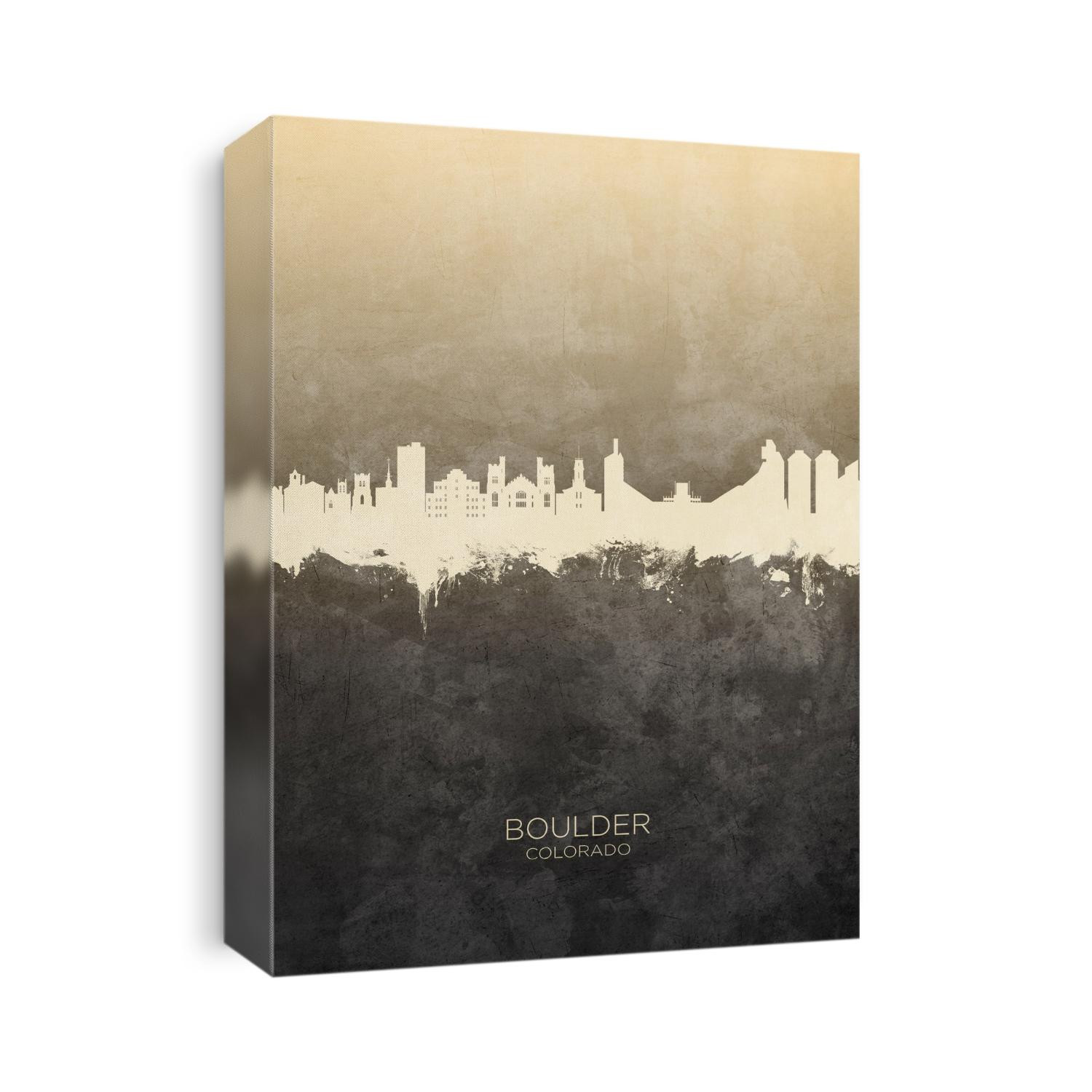 Watercolor art print of the skyline of Boulder, Colorado