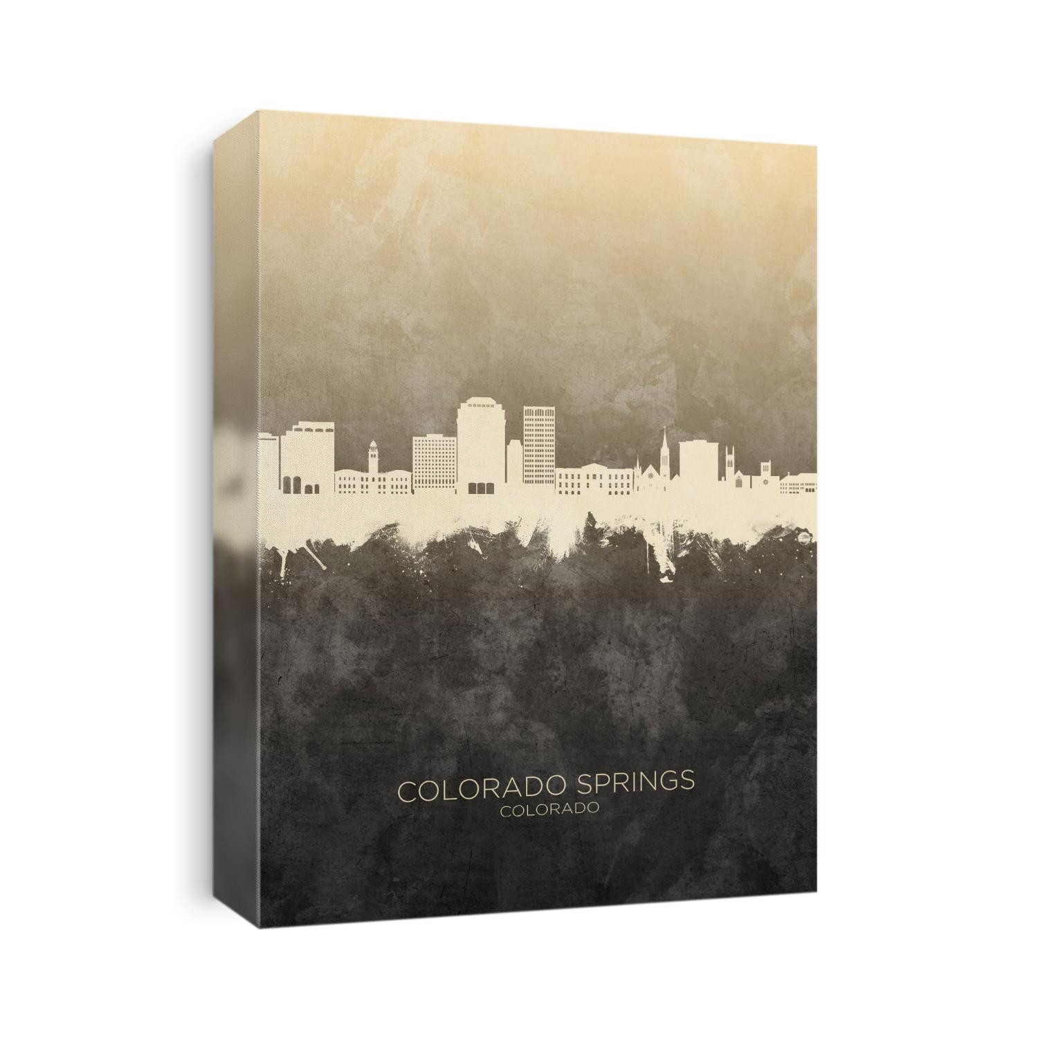 Watercolor art print of the skyline of Colorado Springs, Colorado