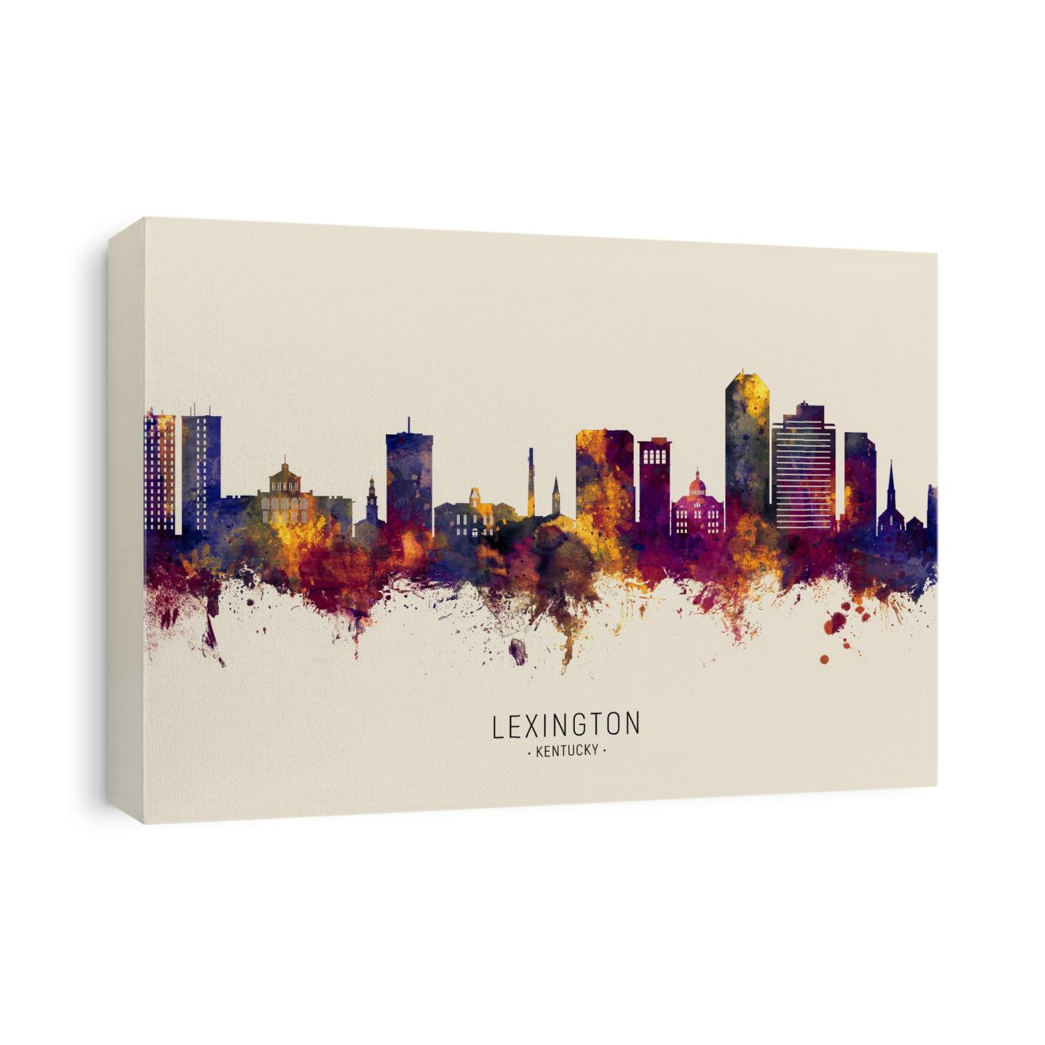 Watercolor art print of the skyline of Lexington, Kentucky