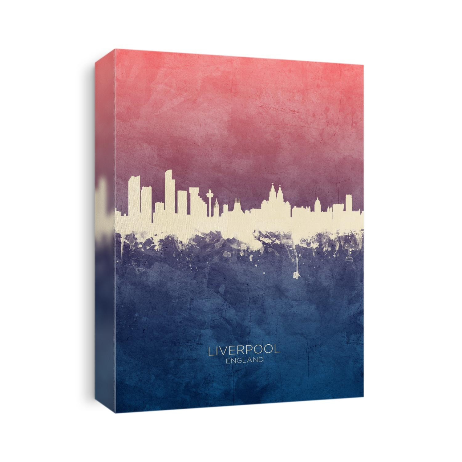 Watercolor art print of the skyline of Liverpool, England