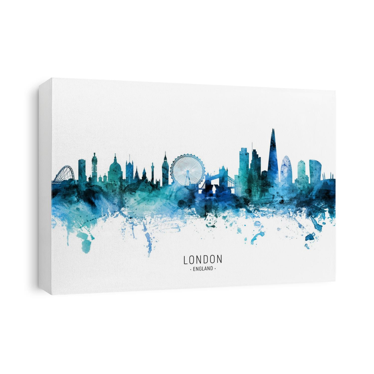 Watercolor art print of the skyline of the City of London, England