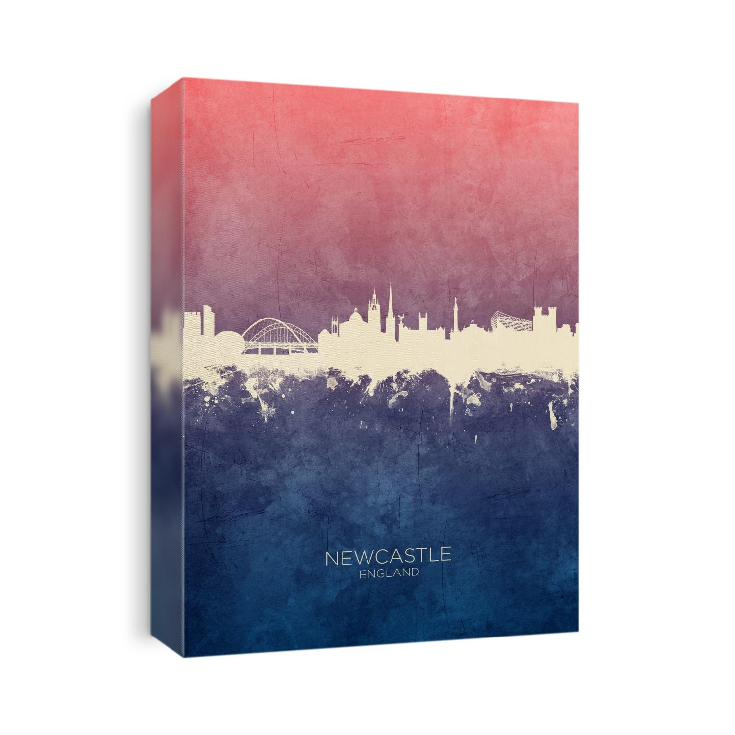 Watercolor art print of the skyline of Newcastle, England, United Kingdom