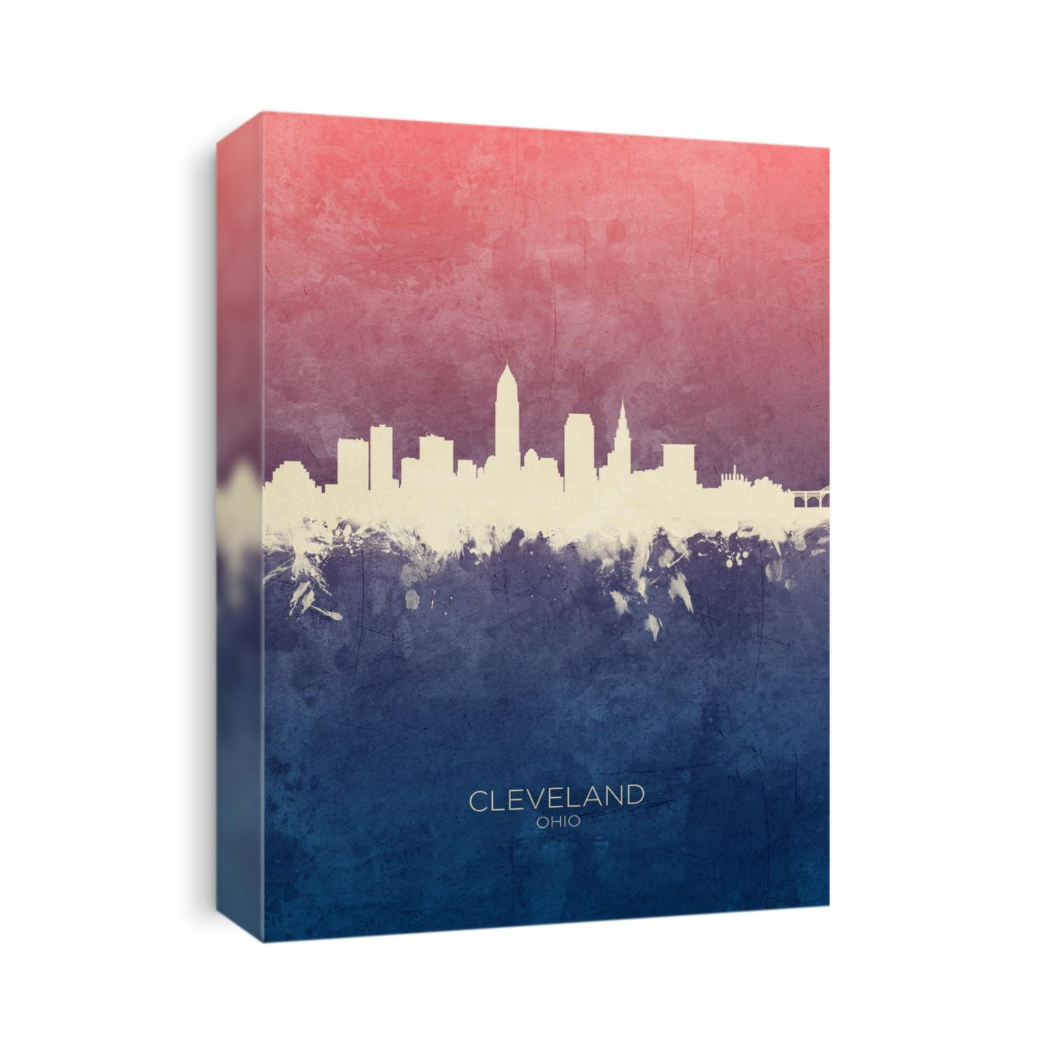 Watercolor art print of the skyline of Cleveland, Ohio, United States
