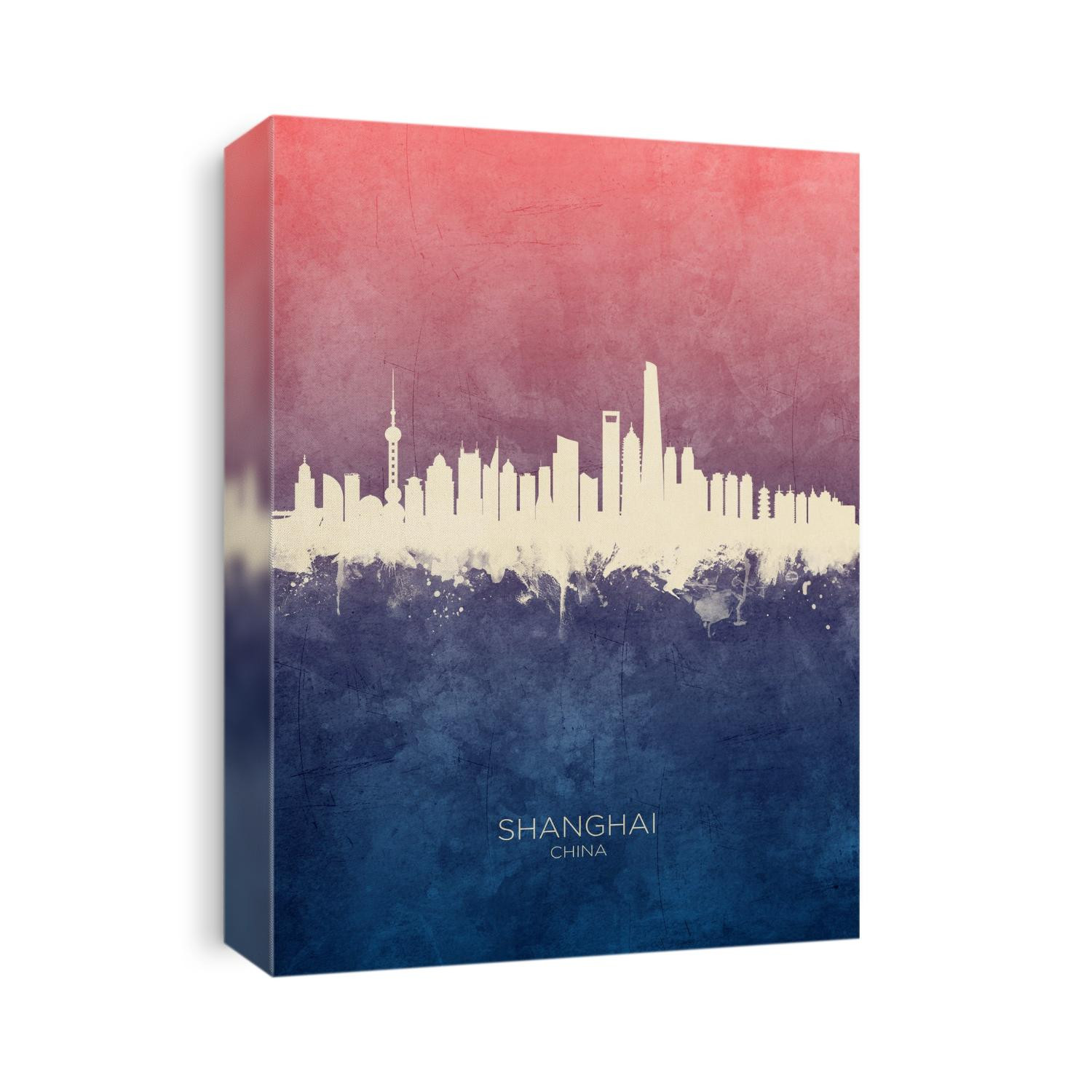 Watercolor art print of the skyline of Shanghai, China