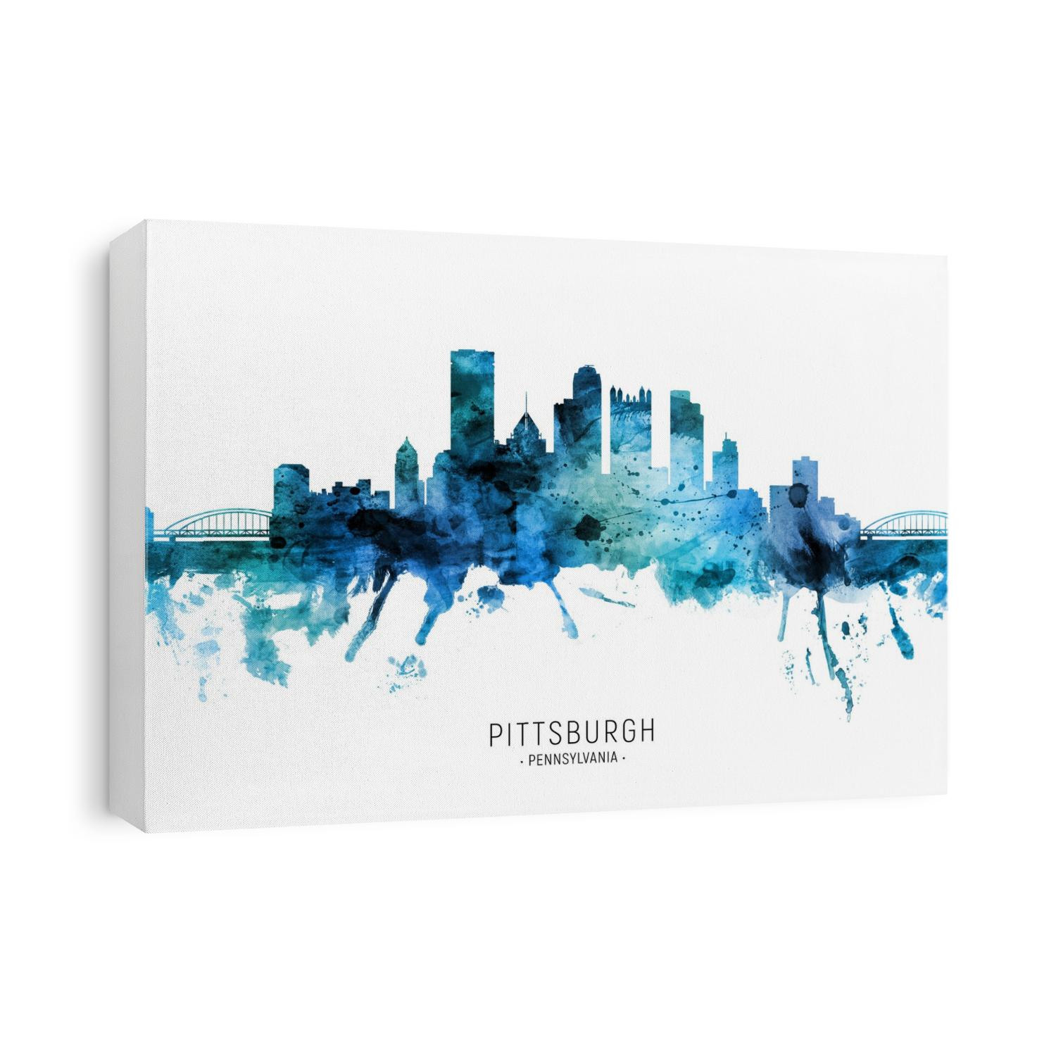 Watercolor art print of the skyline of Pittsburgh, Pennsylvania, United States