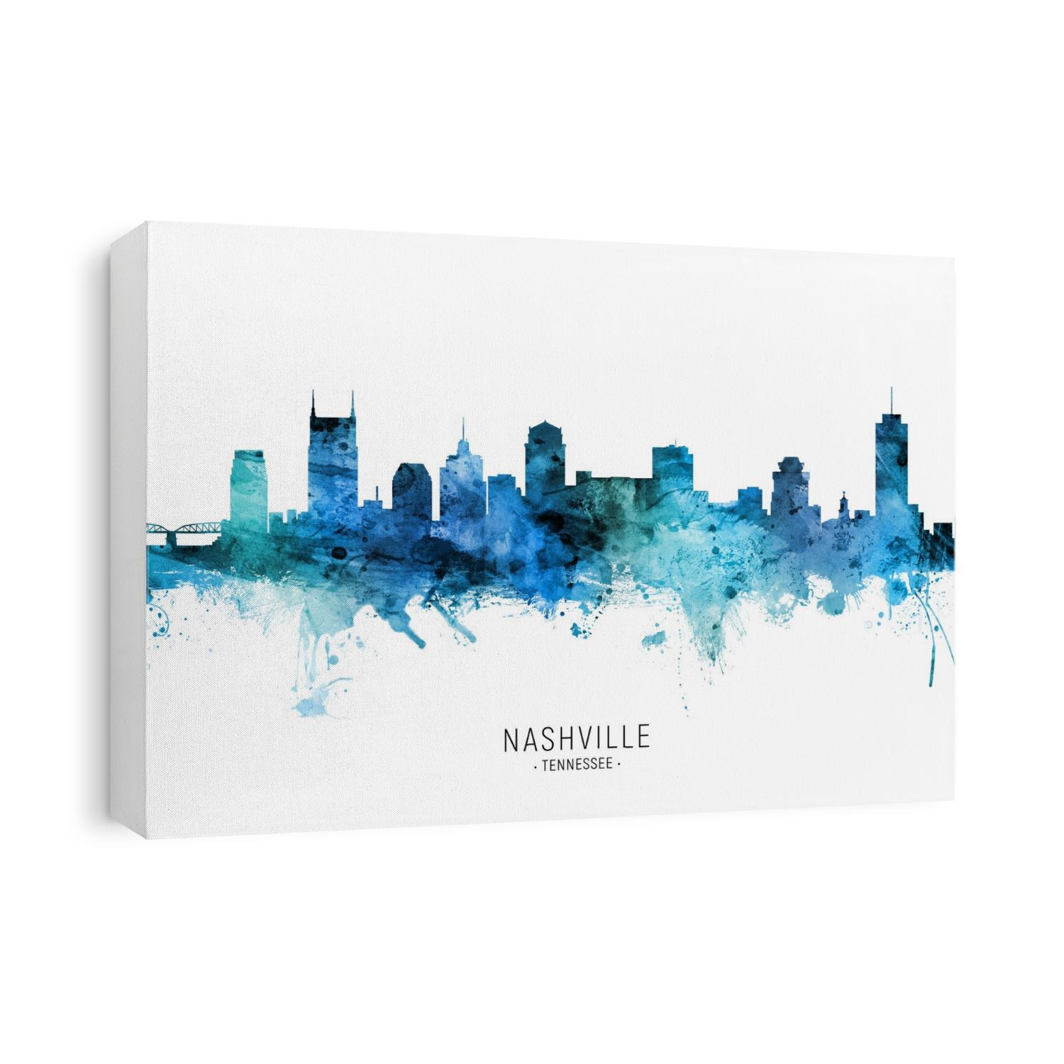 Watercolor art print of the skyline of Nashville, Tennessee, United States