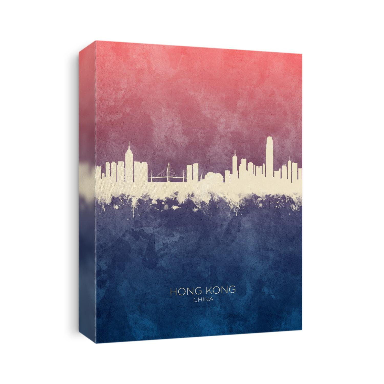 Watercolor art print of the skyline of Hong Kong, China