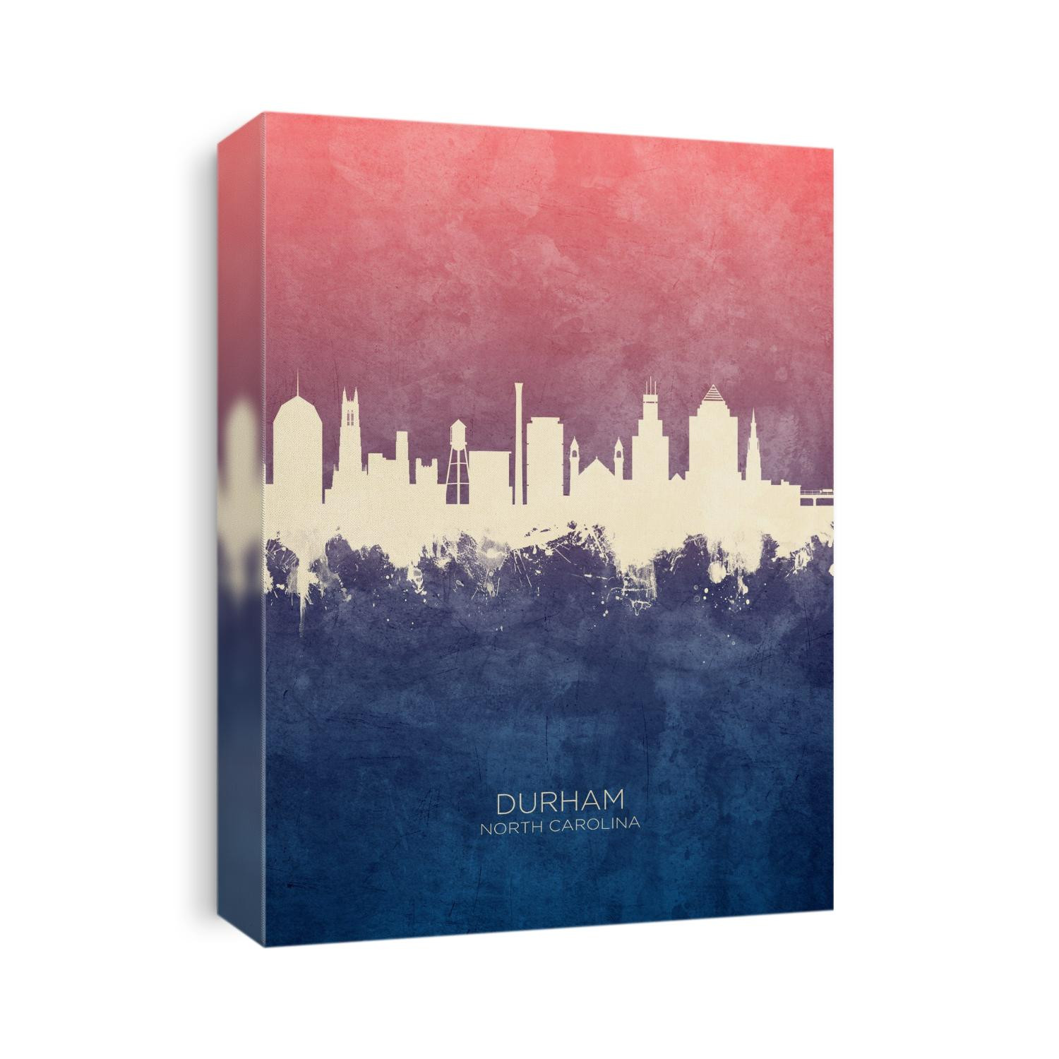 Watercolor art print of the skyline of Durham, North Carolina, United States