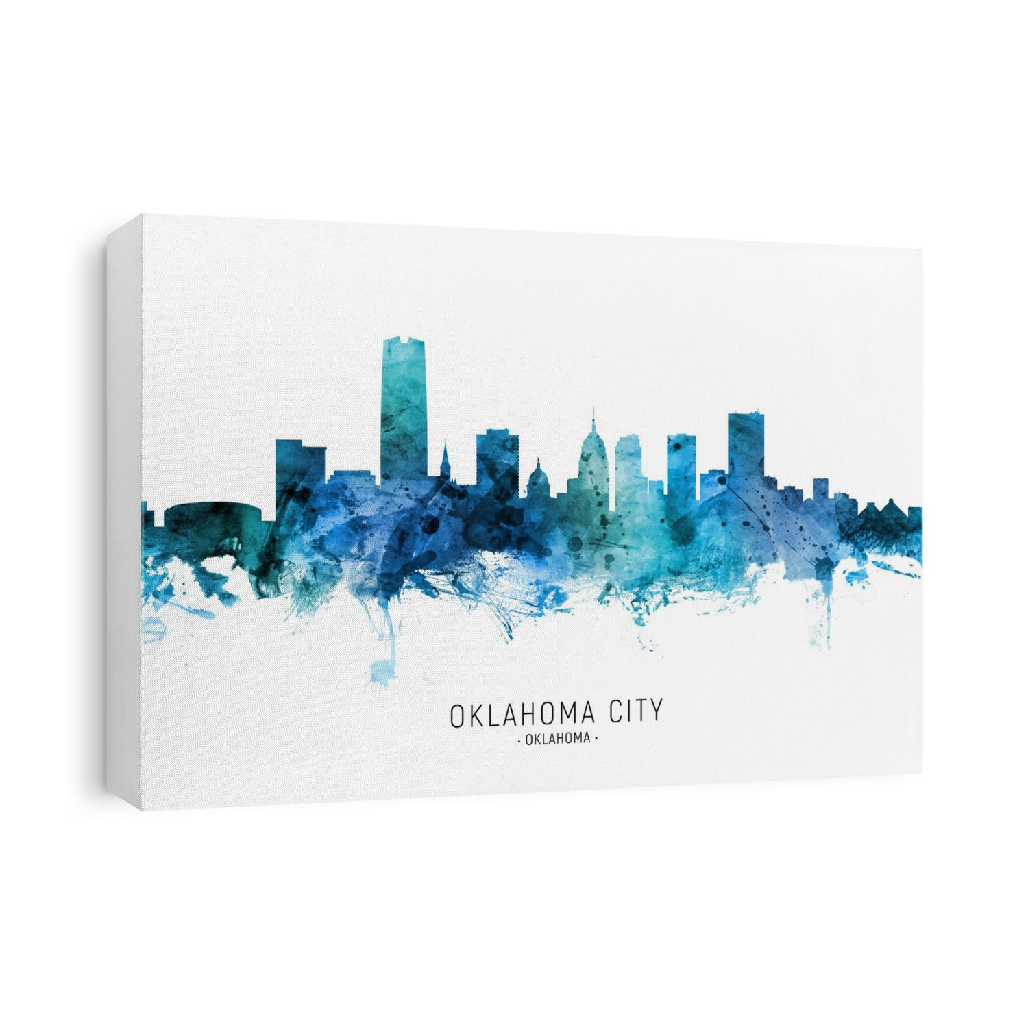 Watercolor art print of the skyline of Oklahoma City, United States