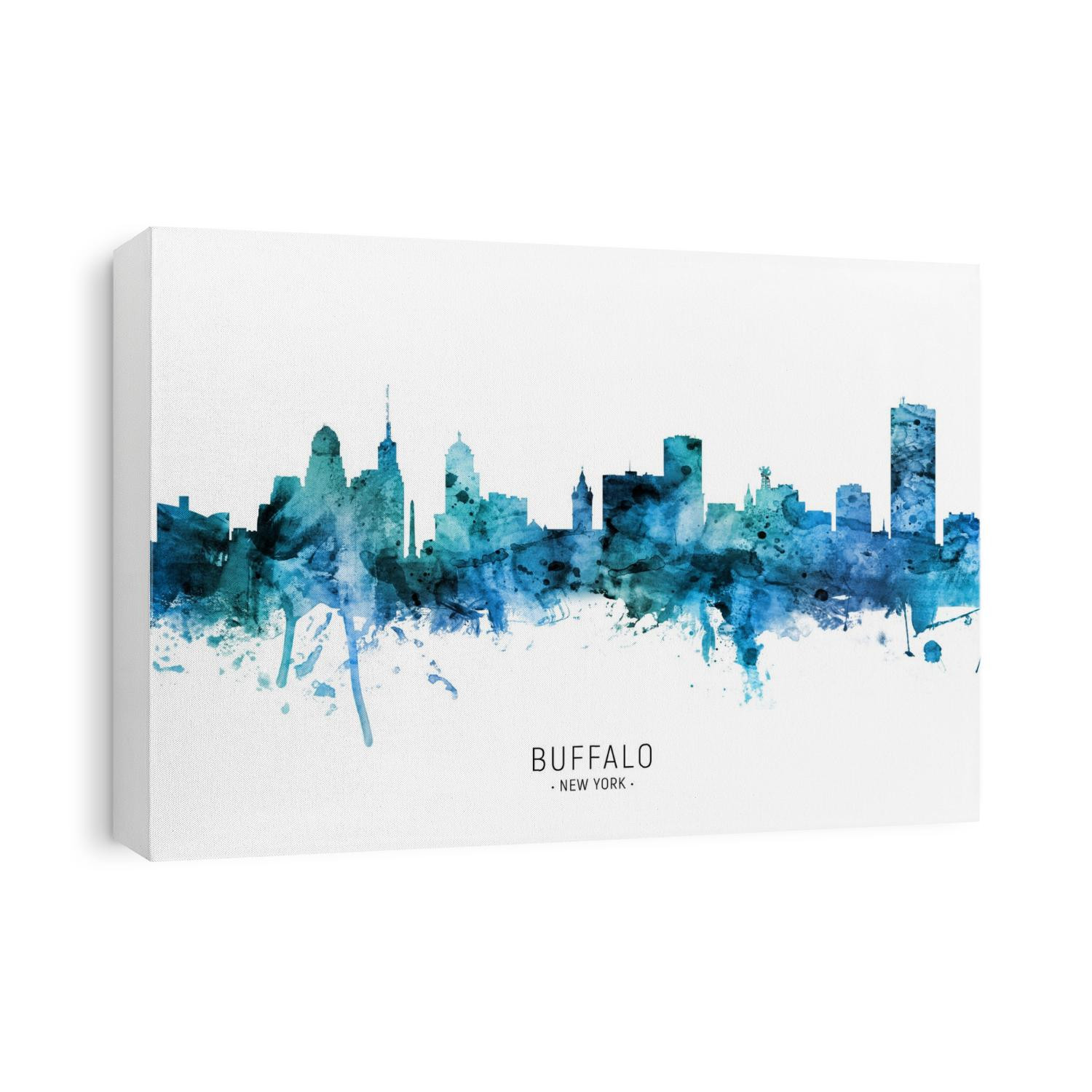 Watercolor art print of the skyline of Buffalo, New York, United States