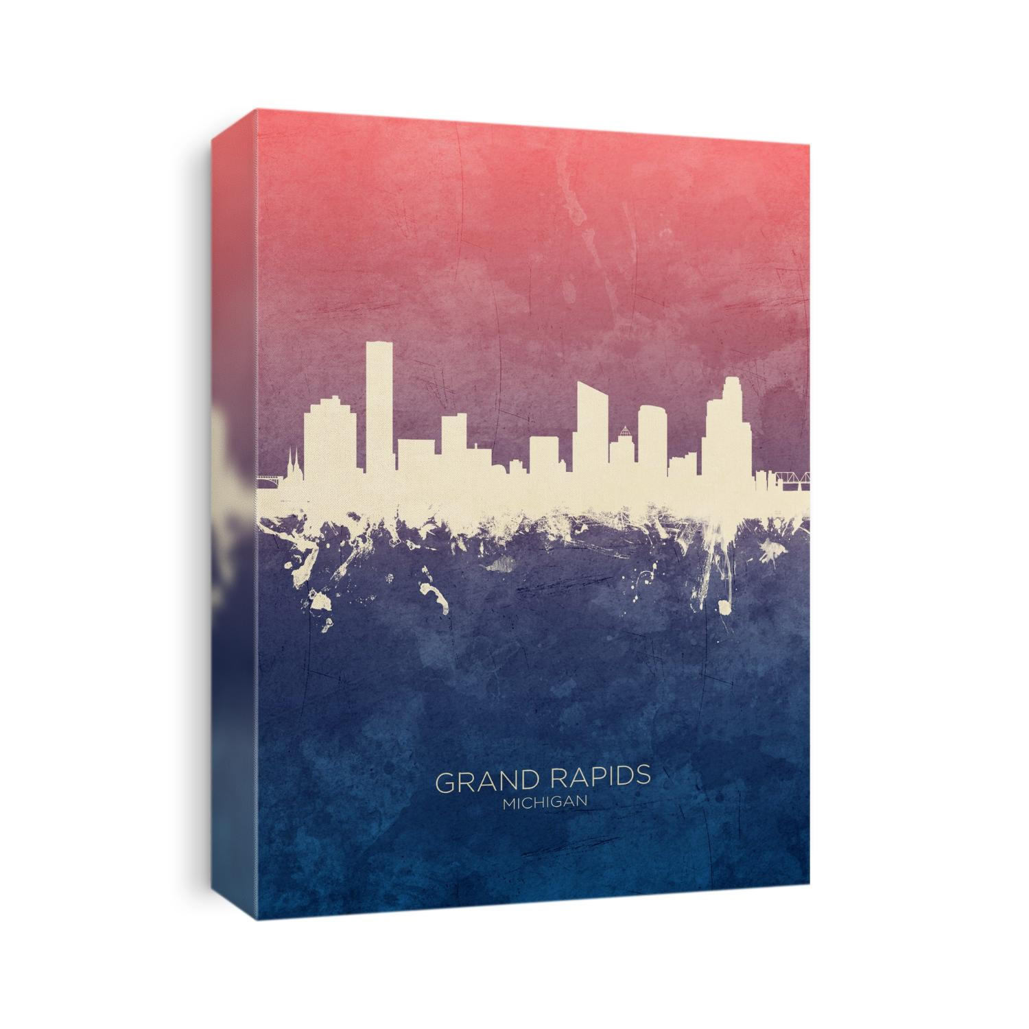 Watercolor art print of the skyline of Grand Rapids, Michigan, United States