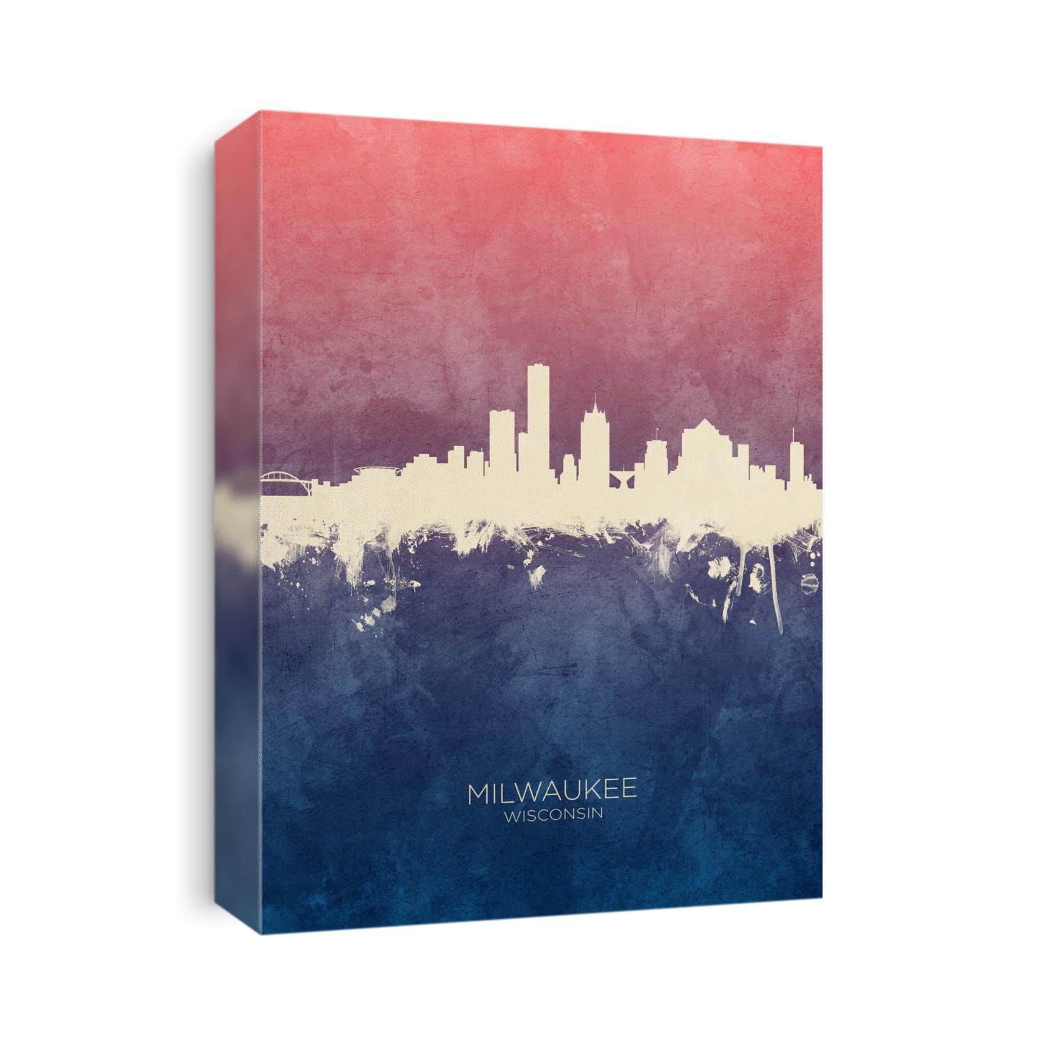 Watercolor art print of the skyline of Milwaukee, Wisconsin, United States