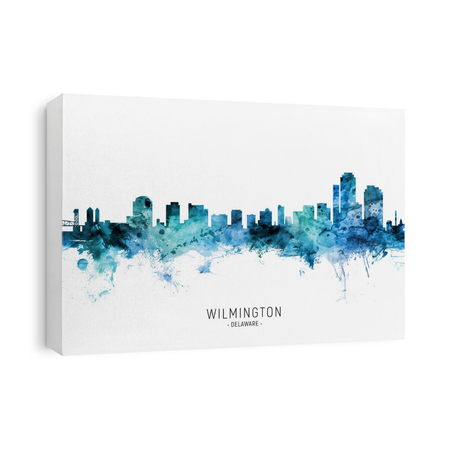 Watercolor art print of the skyline of Wilmington, Delaware, United States
