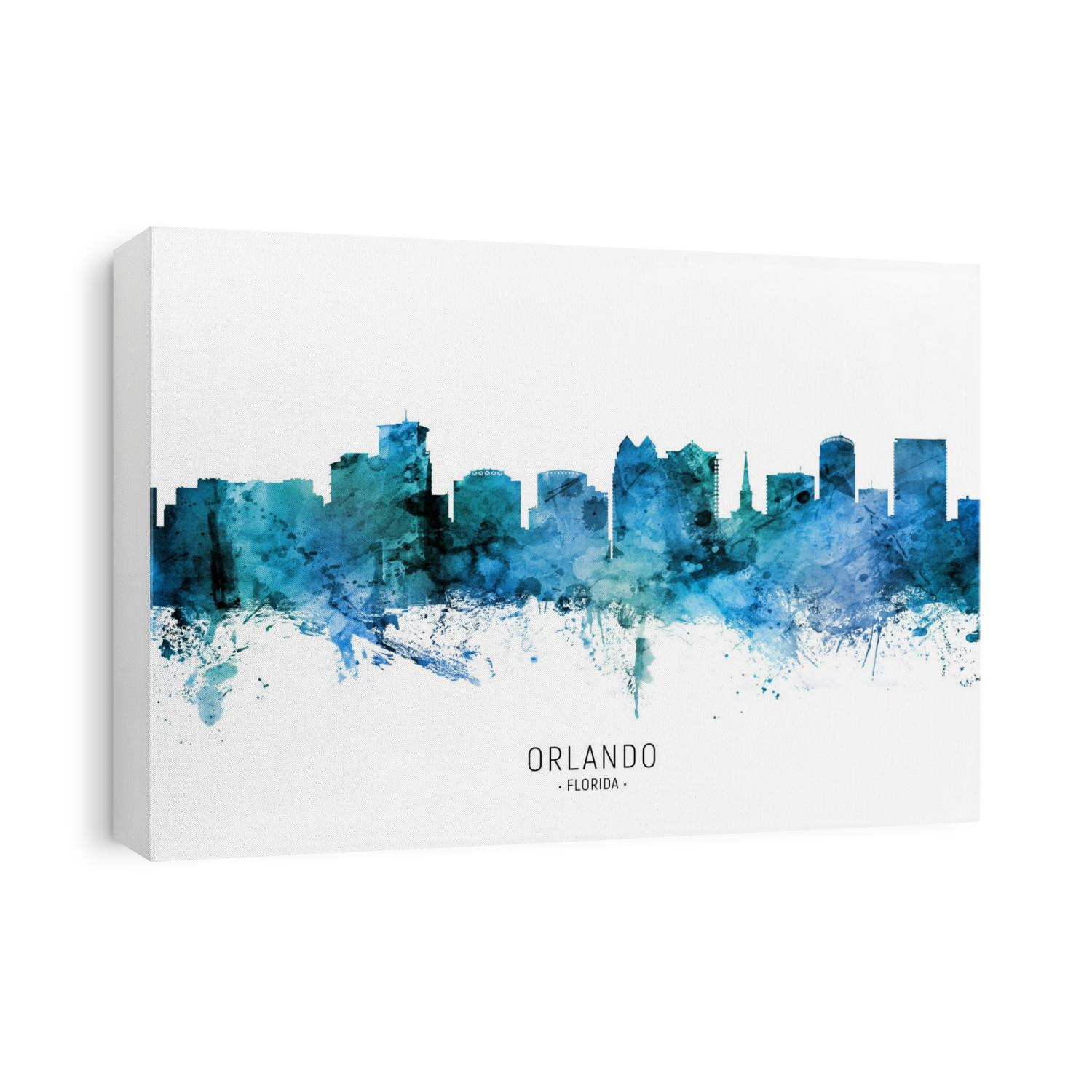 Watercolor art print of the skyline of Orlando, Florida, United States