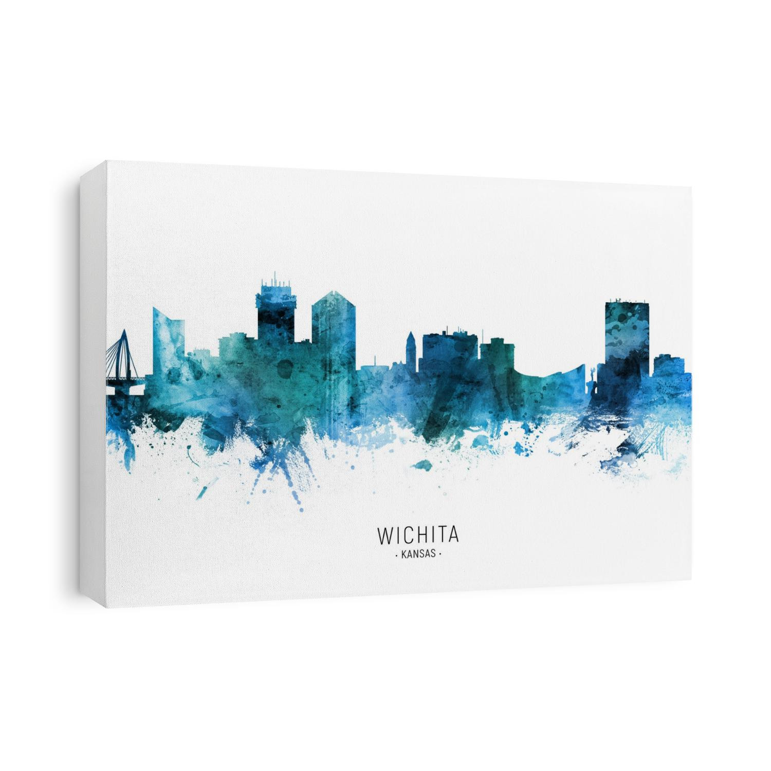 Watercolor art print of the skyline of Wichita, Kansas, United States
