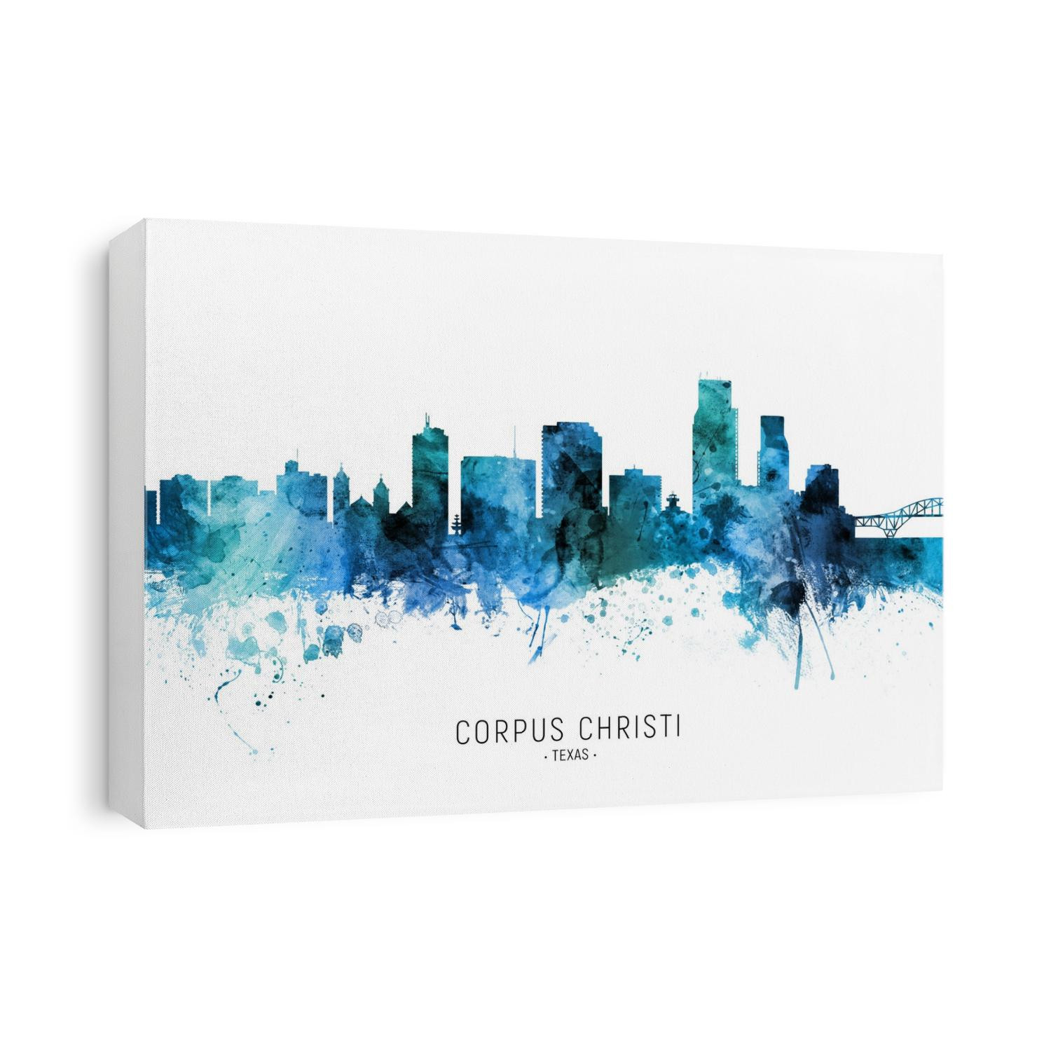 Watercolor art print of the skyline of Corpus Christi, Texas, United States