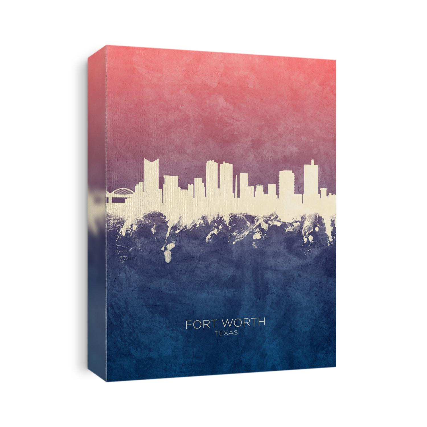 Watercolor art print of the skyline of Fort Worth, Texas, United States