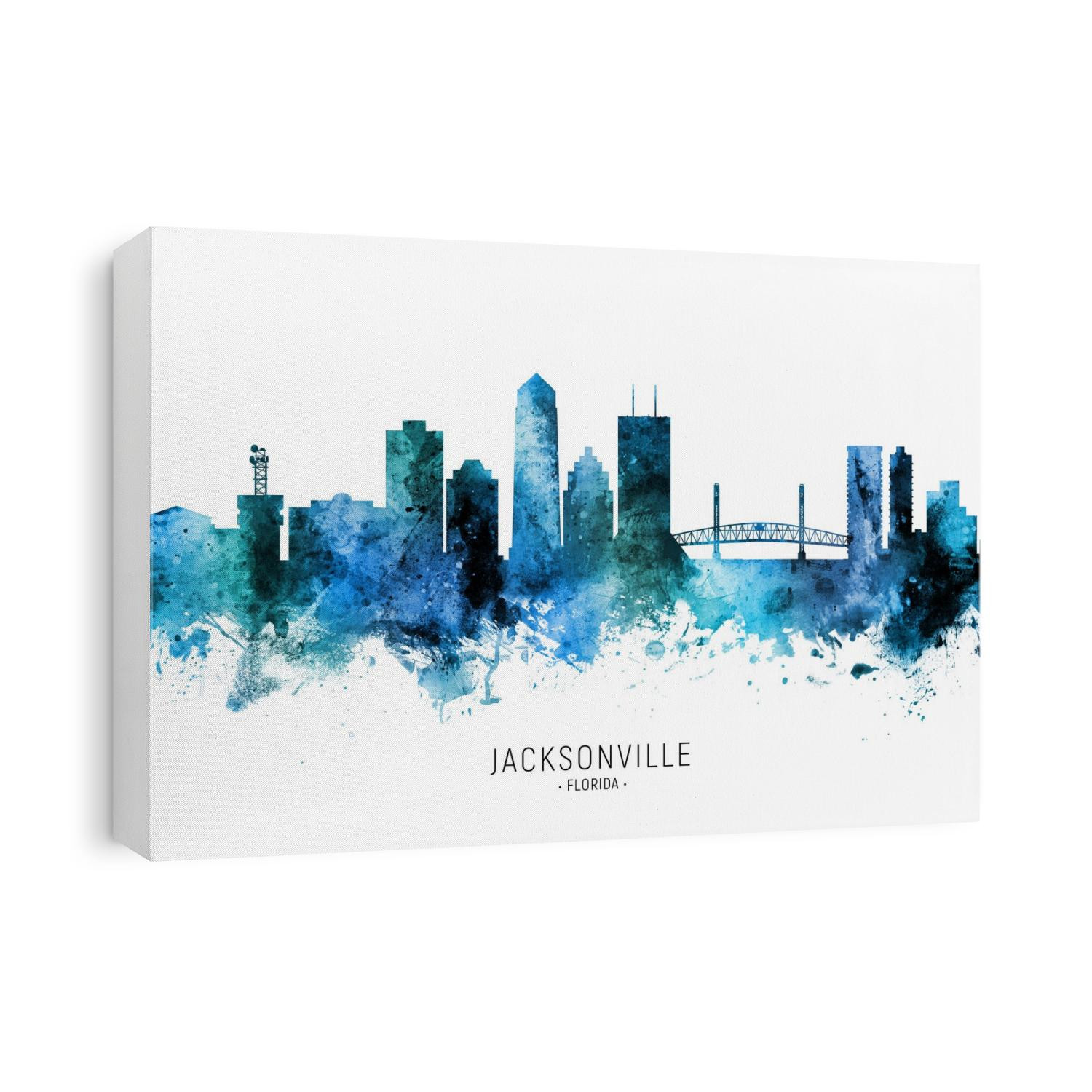 Watercolor art print of the skyline of Jacksonville, Florida, United States