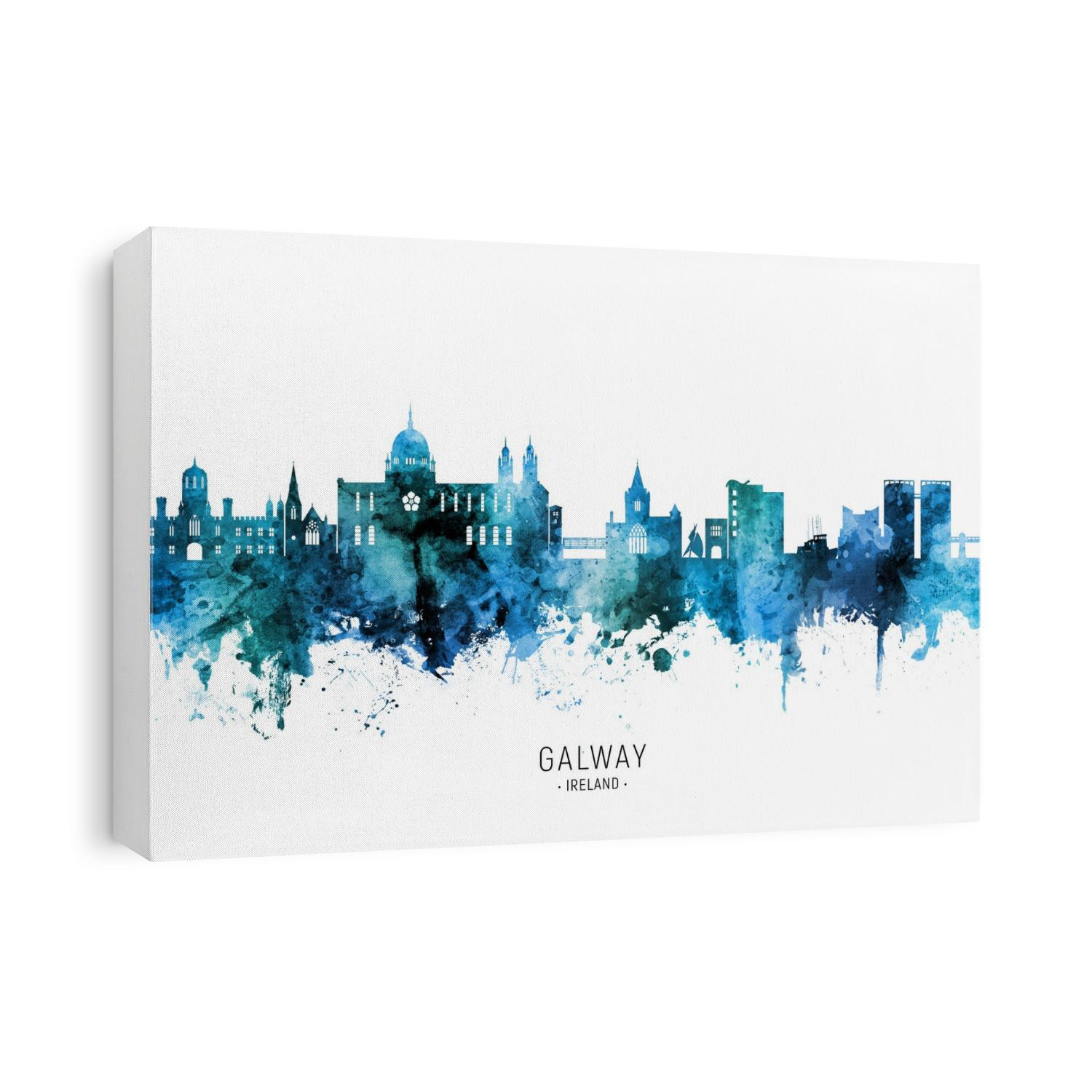 Watercolor art print of the skyline of Galway, Ireland