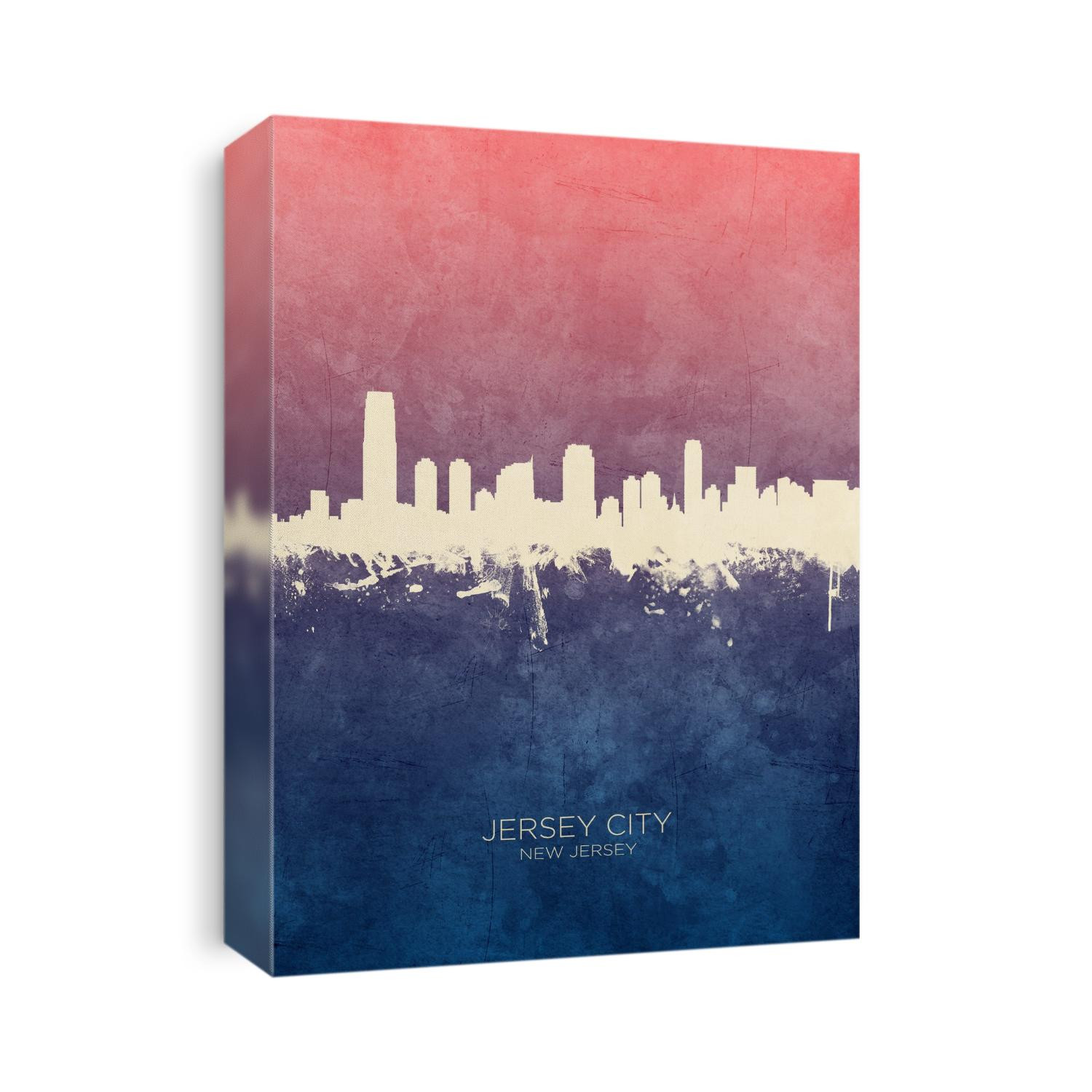 Watercolor art print of the skyline of Jersey City, New Jersey, United States