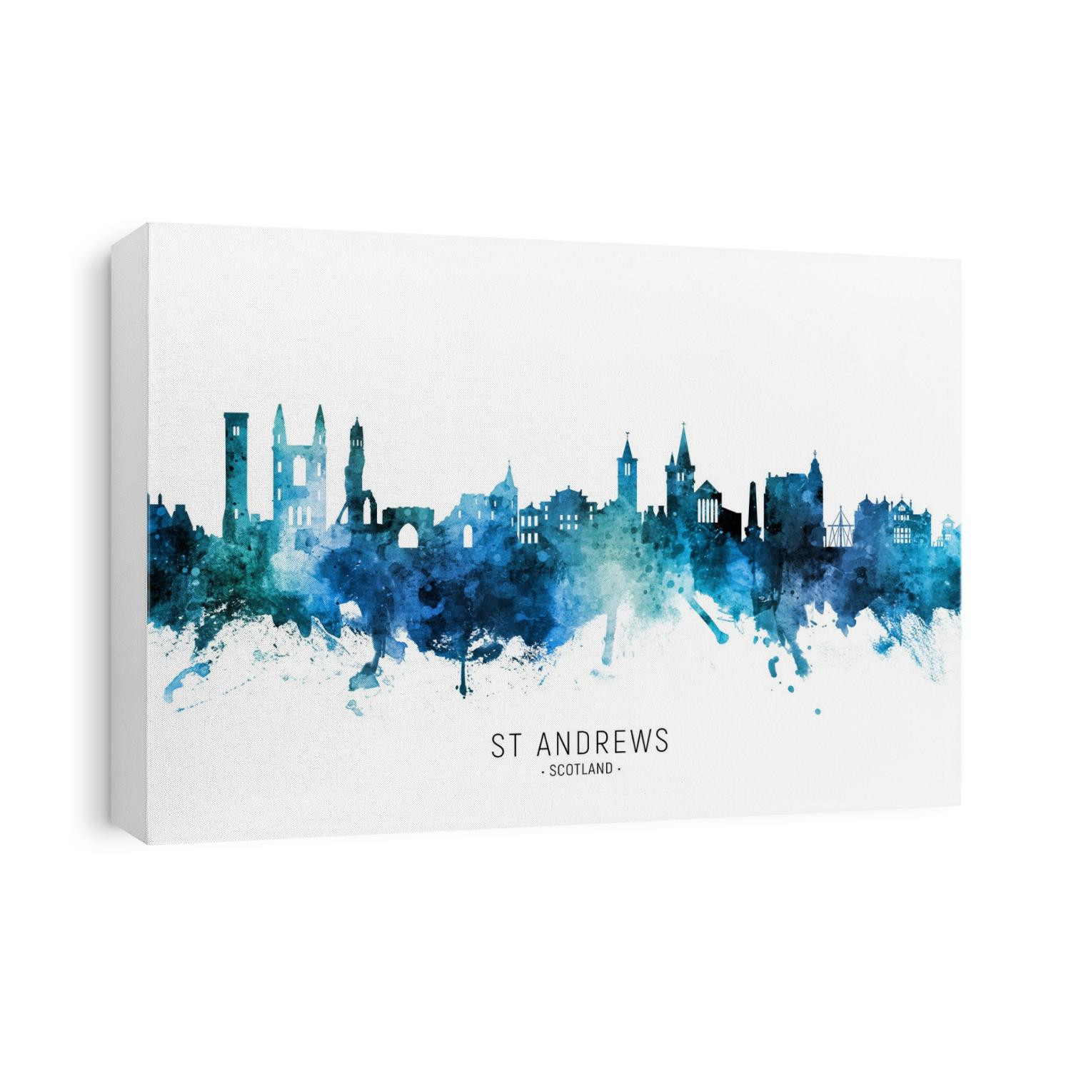 Watercolor art print of the skyline of St Andrews, Scotland, United Kingdom