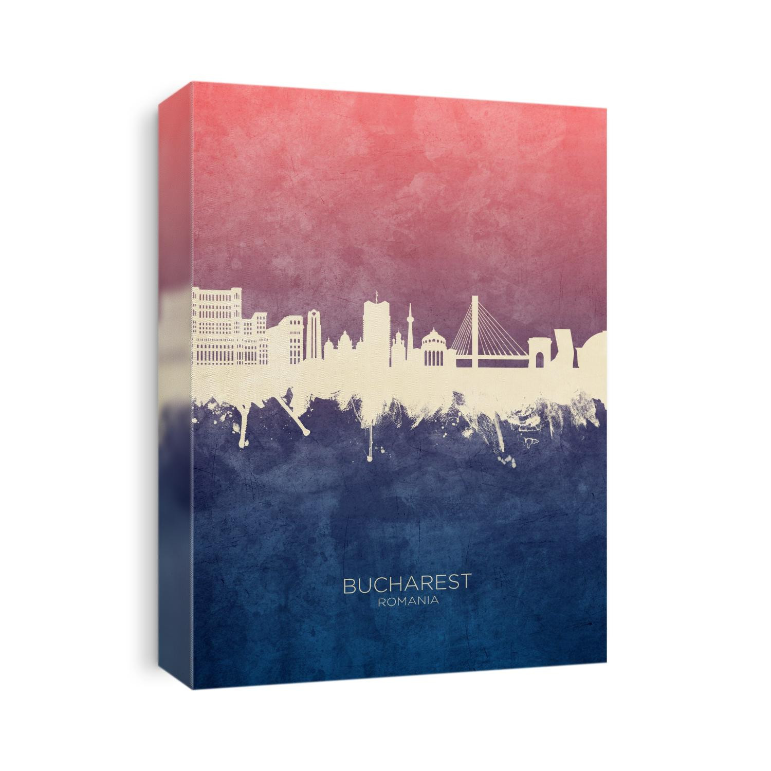 Watercolor art print of the skyline of Bucharest, Romania
