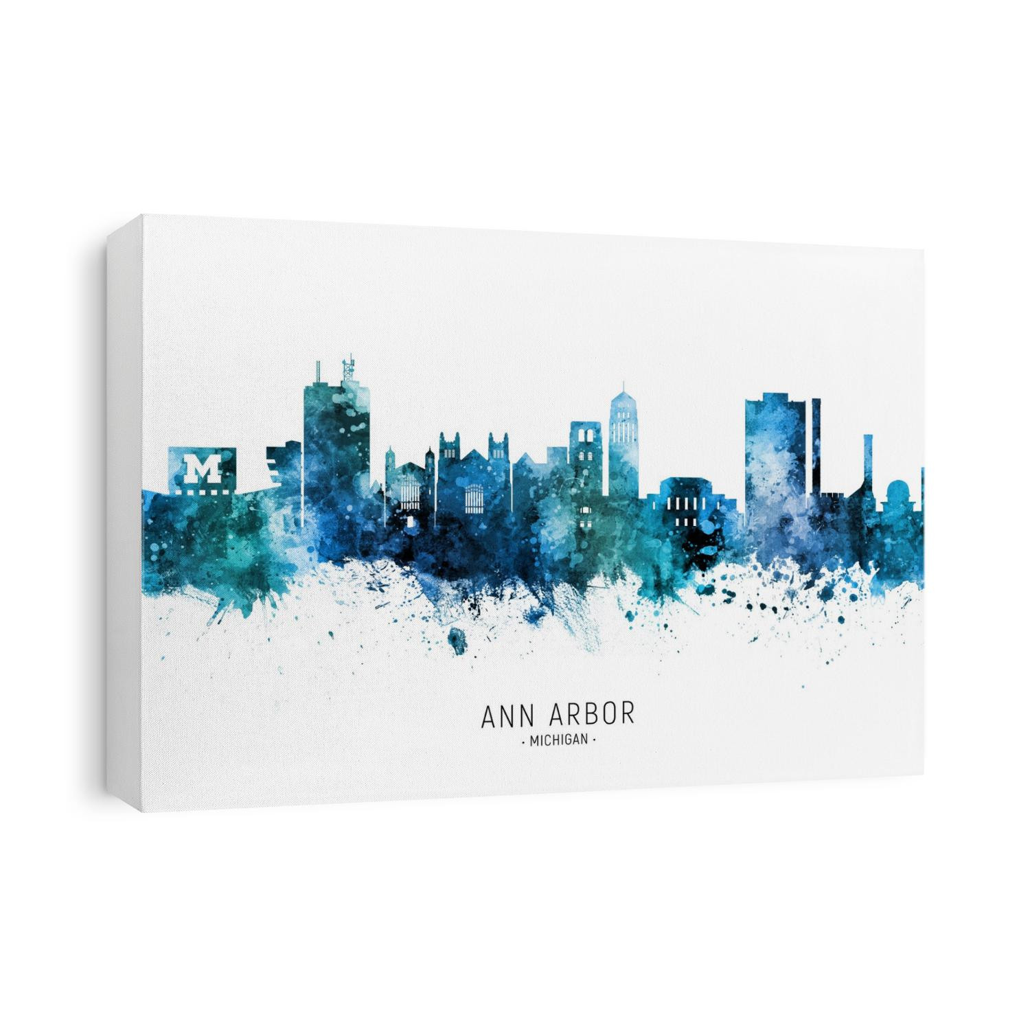Watercolor art print of the skyline of Ann Arbor, Michigan