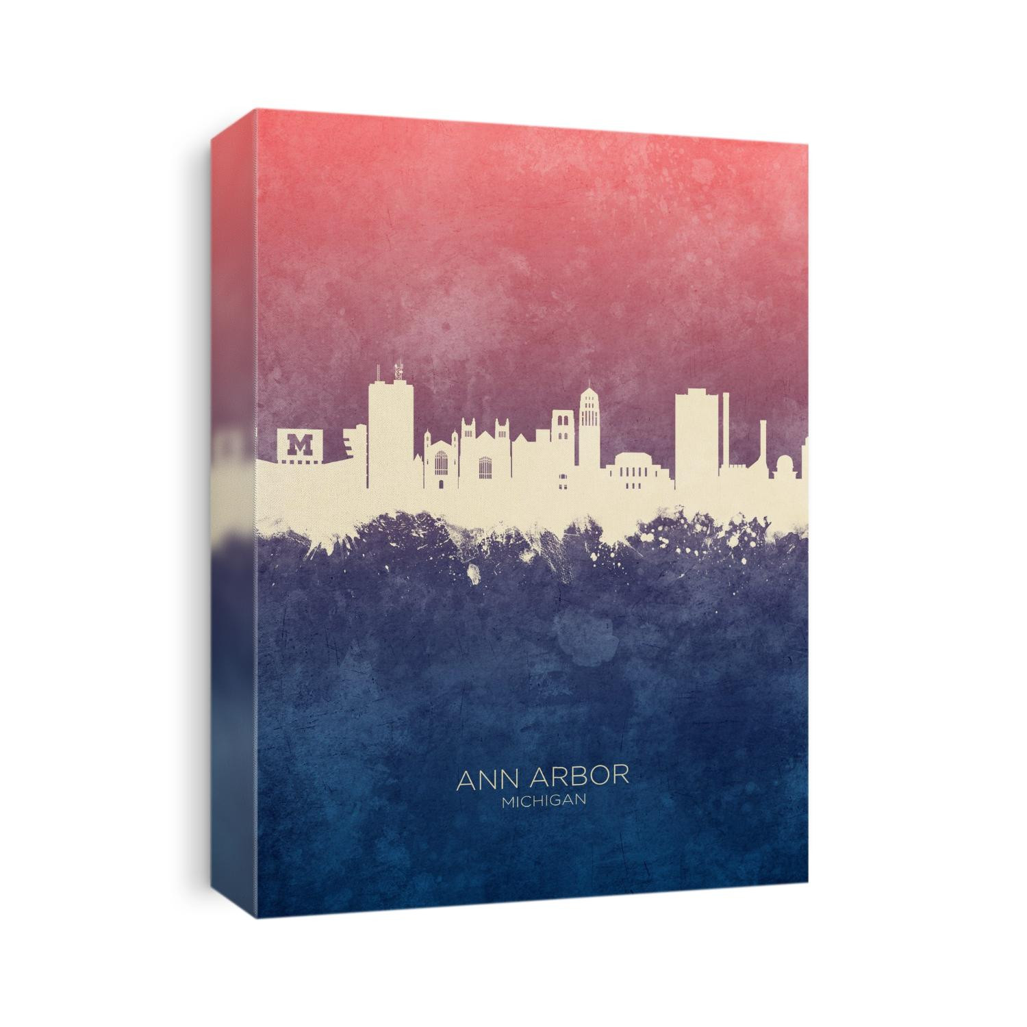 Watercolor art print of the skyline of Ann Arbor, Michigan